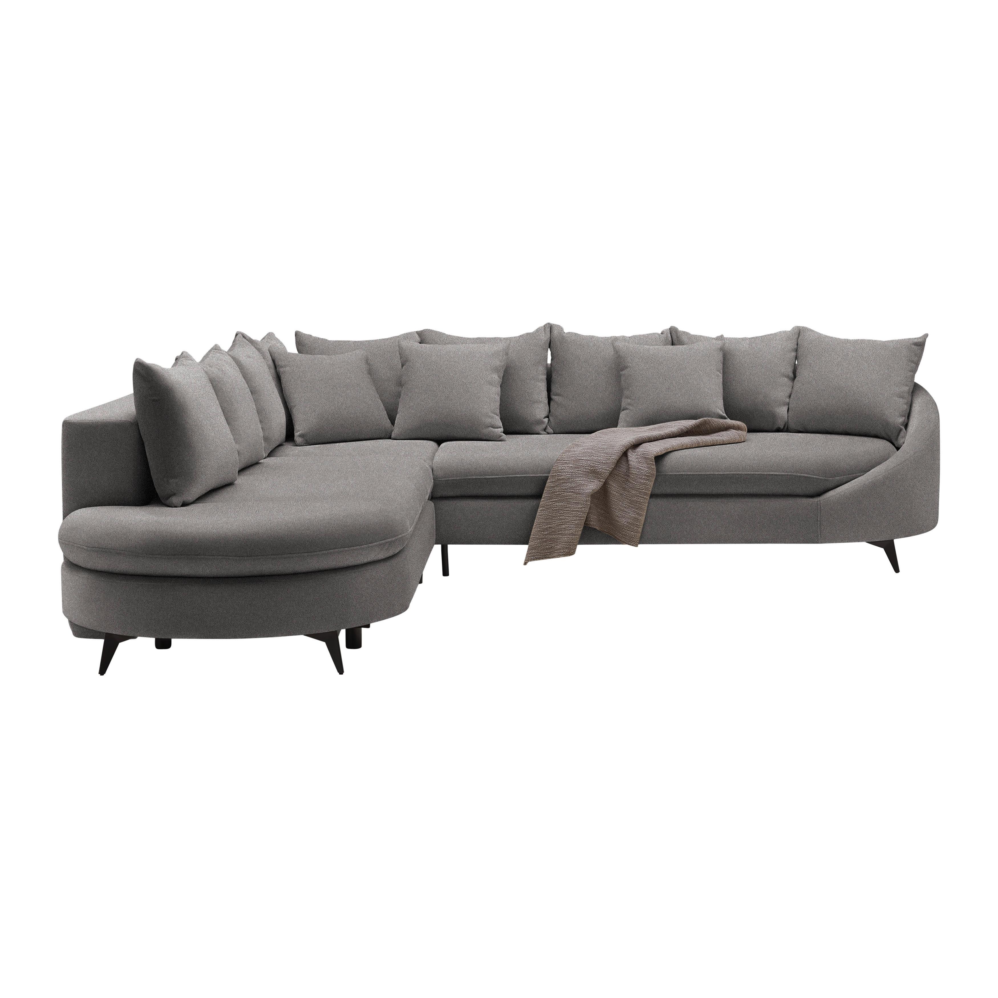 Ecksofa Axel Graphitfarben - Graphitfarben/Schwarz, MODERN, Textil/Metall (250/87/291cm) - Mömax