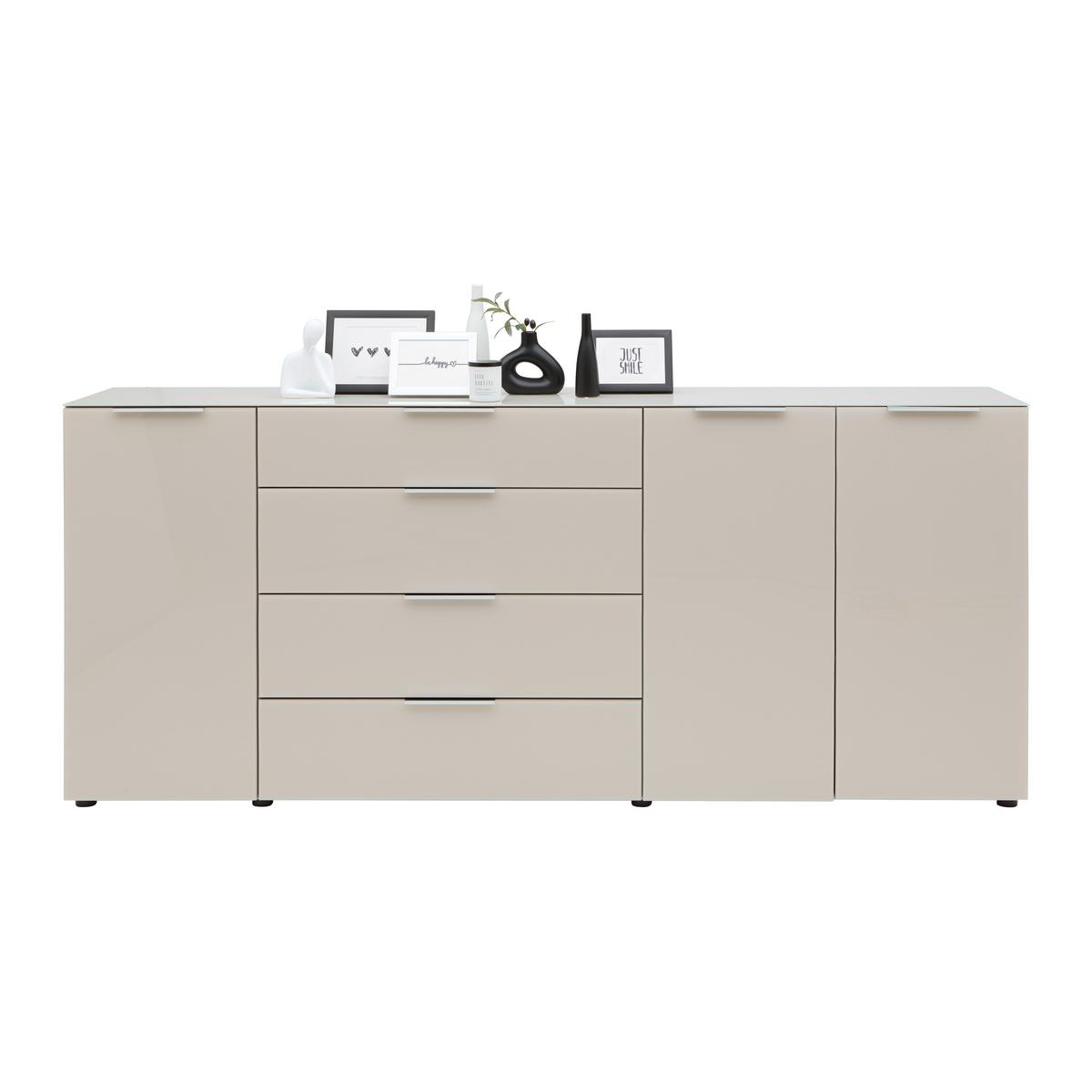 Sideboard Siena Kaschmirfarben - Chromfarben/Kaschmir, MODERN, Glas/Holzwerkstoff (226/99/40cm) - Mömax