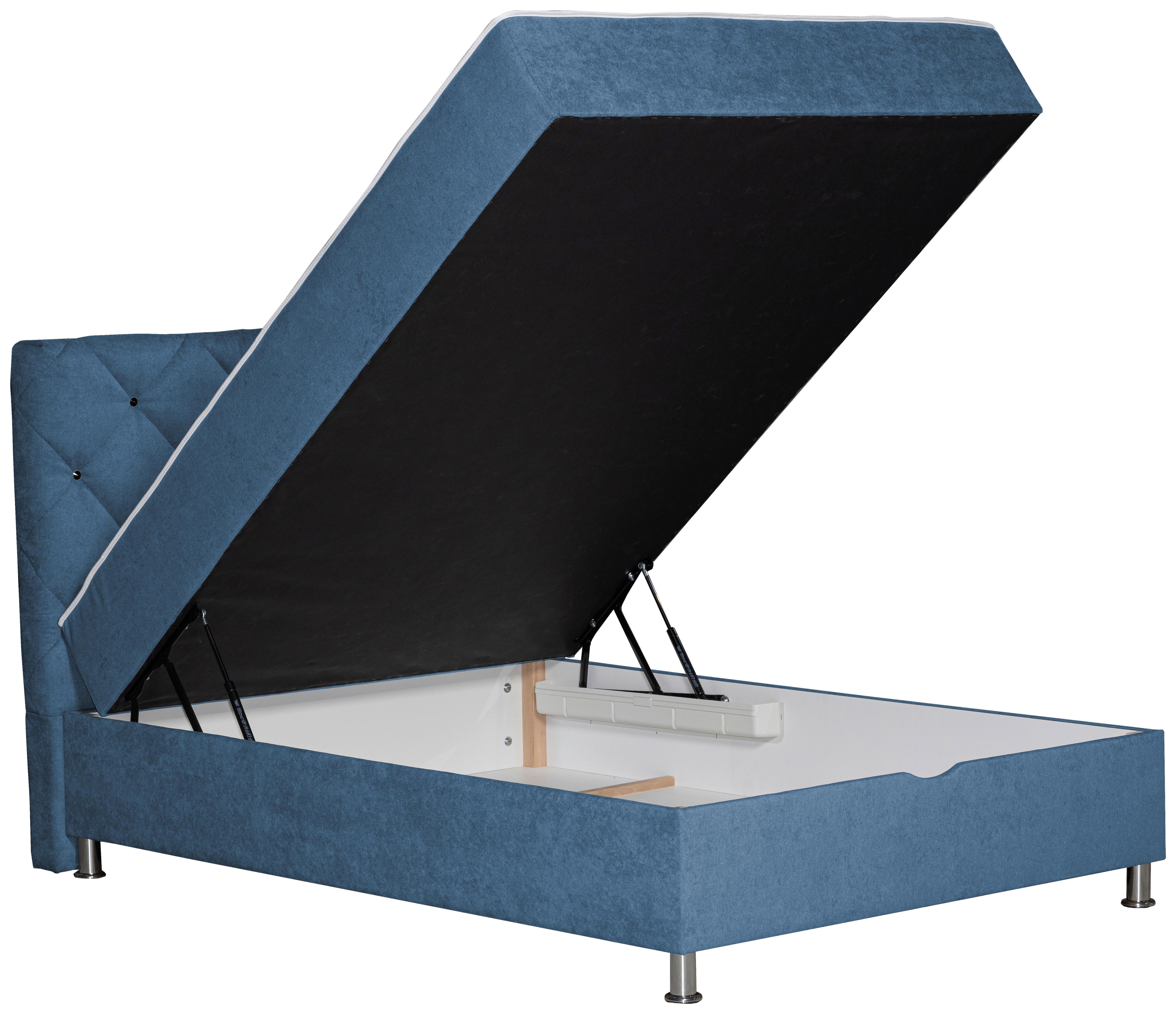 Postelja Z Vzmetnico Black Diamant, 120x200, Modra - barve kroma/modra, Design, umetna masa/tekstil (120/200cm) - Modern Living
