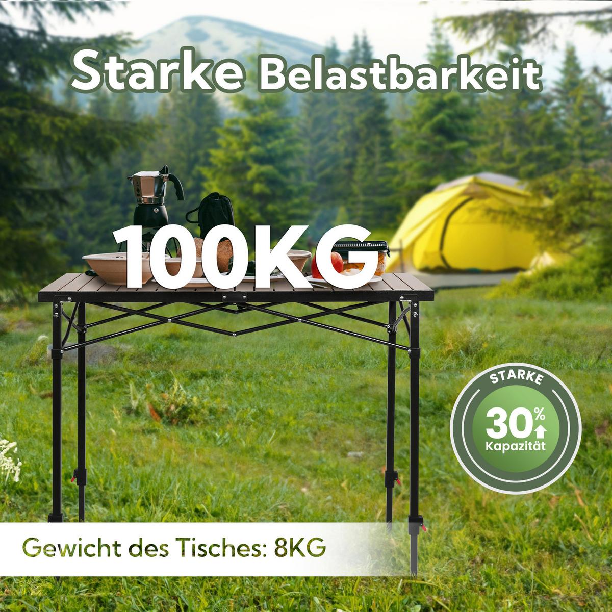 Campingtisch Schwarz/Birnbaumfarben - Schwarz/Birnbaumfarben, Basics, Metall (120/70/76-92.5cm) - Modante