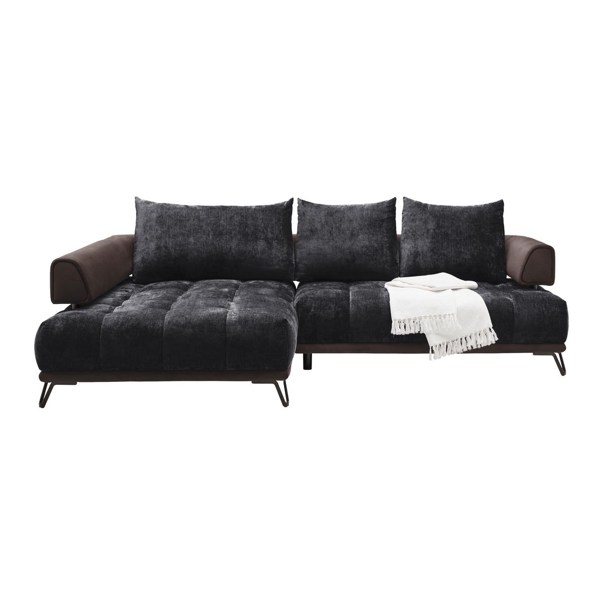 Ecksofa Morgan Anthrazit - Anthrazit/Schwarz, MODERN, Textil/Metall (184/262cm) - Mömax