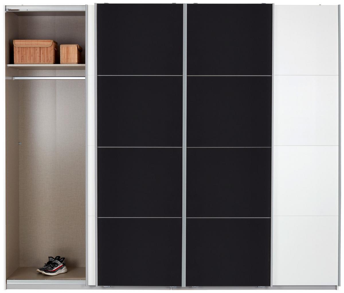 Dulap cu uși glisante BENSHEIM 361/230 - alb/gri închis, Modern, sticlă/material pe bază de lemn (361/230/62cm) - James Wood