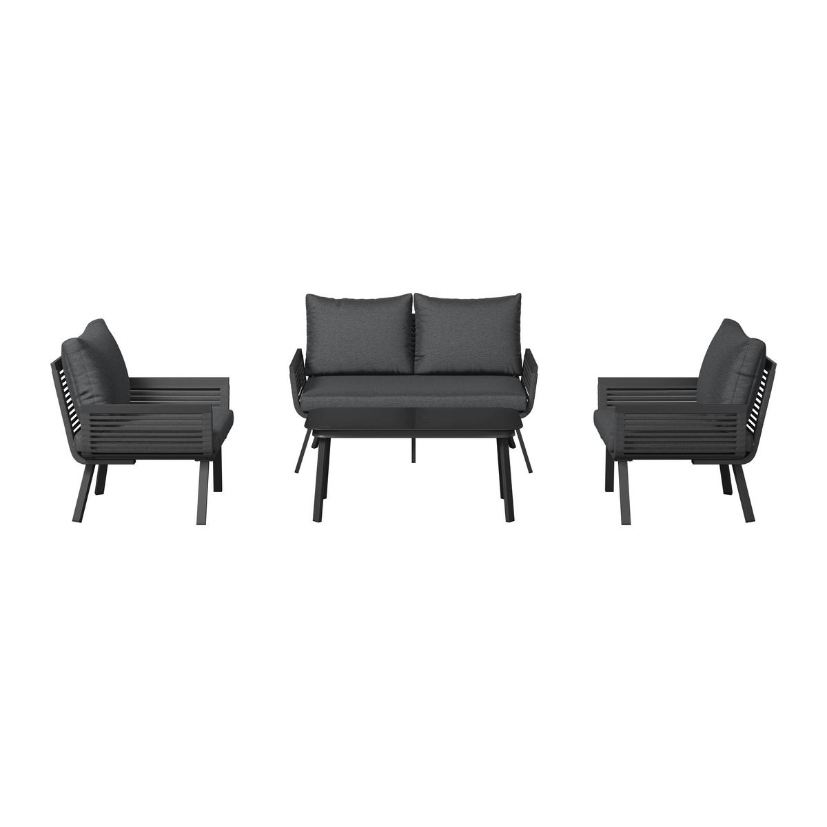 KOMPLET MEBLI TARASOWYCH VICTORIA - antracytowy/czarny, Modern, metal/tkanina (125/74/74cm) - Ambia Garden