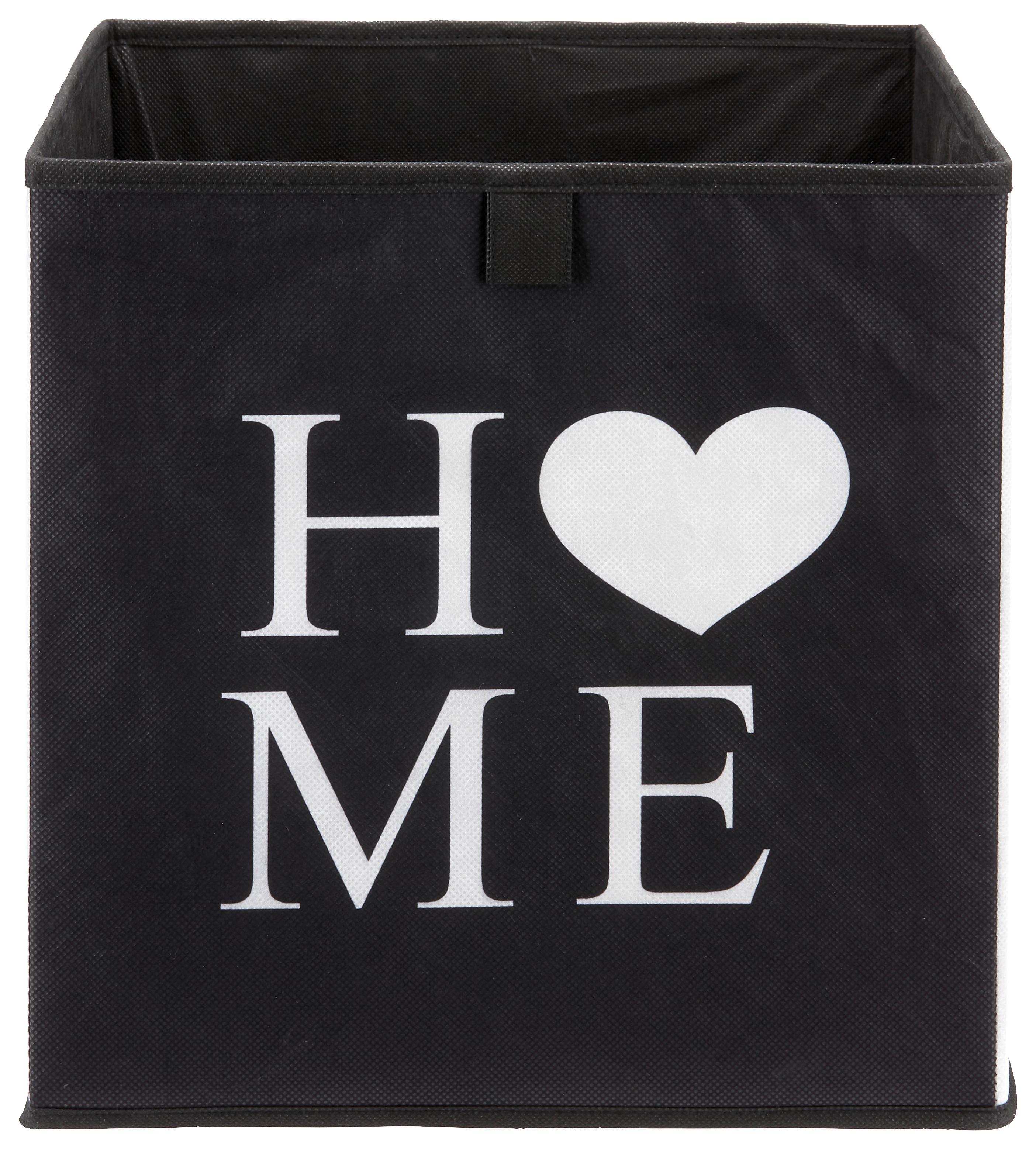 boîte de rangement Poppi mit Schriftzug - noir/blanc, carton/textile (32cm) - Based