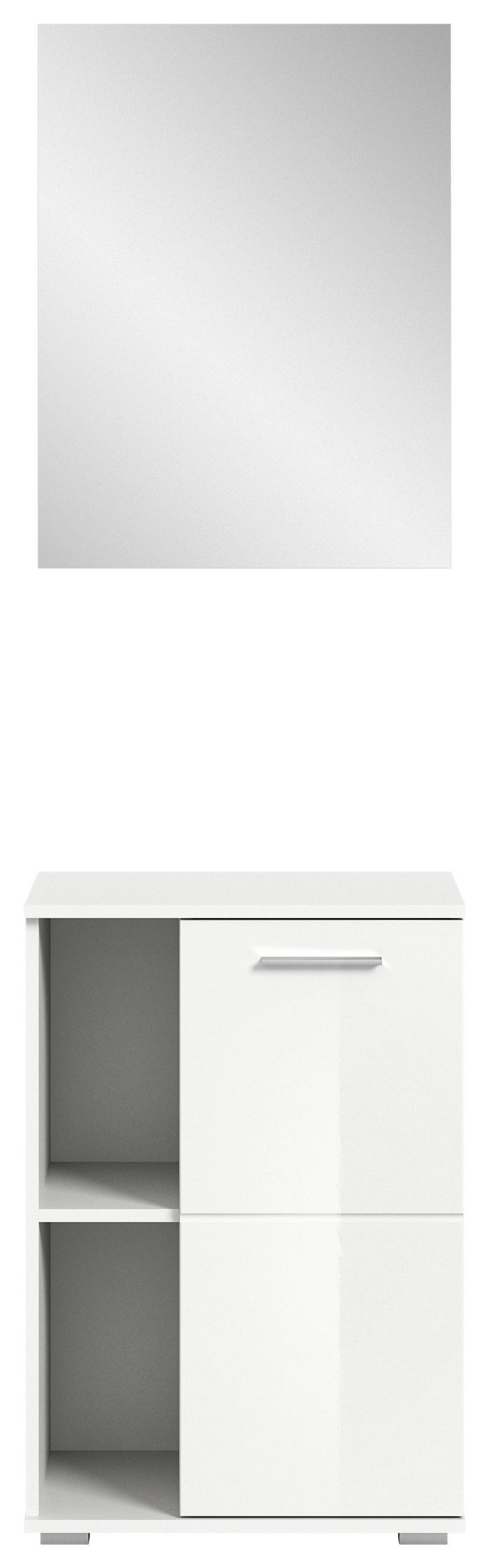 Predsoba Prego, Bela Visok Sijaj, 2-Delna - bela/visoki sijaj, Design, steklo/leseni material (55/191/37cm) - MID.YOU