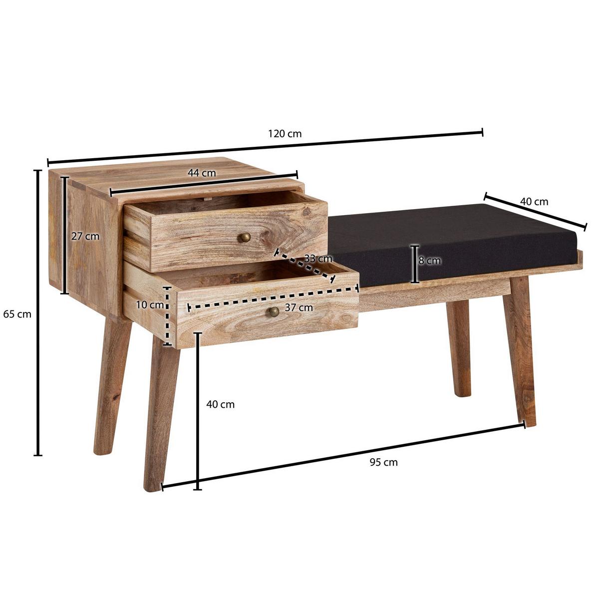 Klop Brez Naslona Wl6.485 - črna/rjava, Moderno, tekstil/les (120/65/40cm) - MID.YOU
