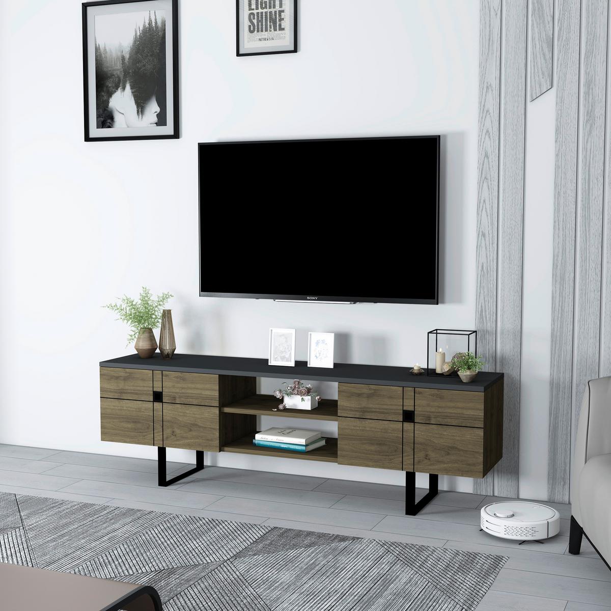 Lowboard "Zeus", Eiche dunkel - Eiche dunkel/Walnussfarben, Design, Holzwerkstoff (160/50/35cm) - Livetastic