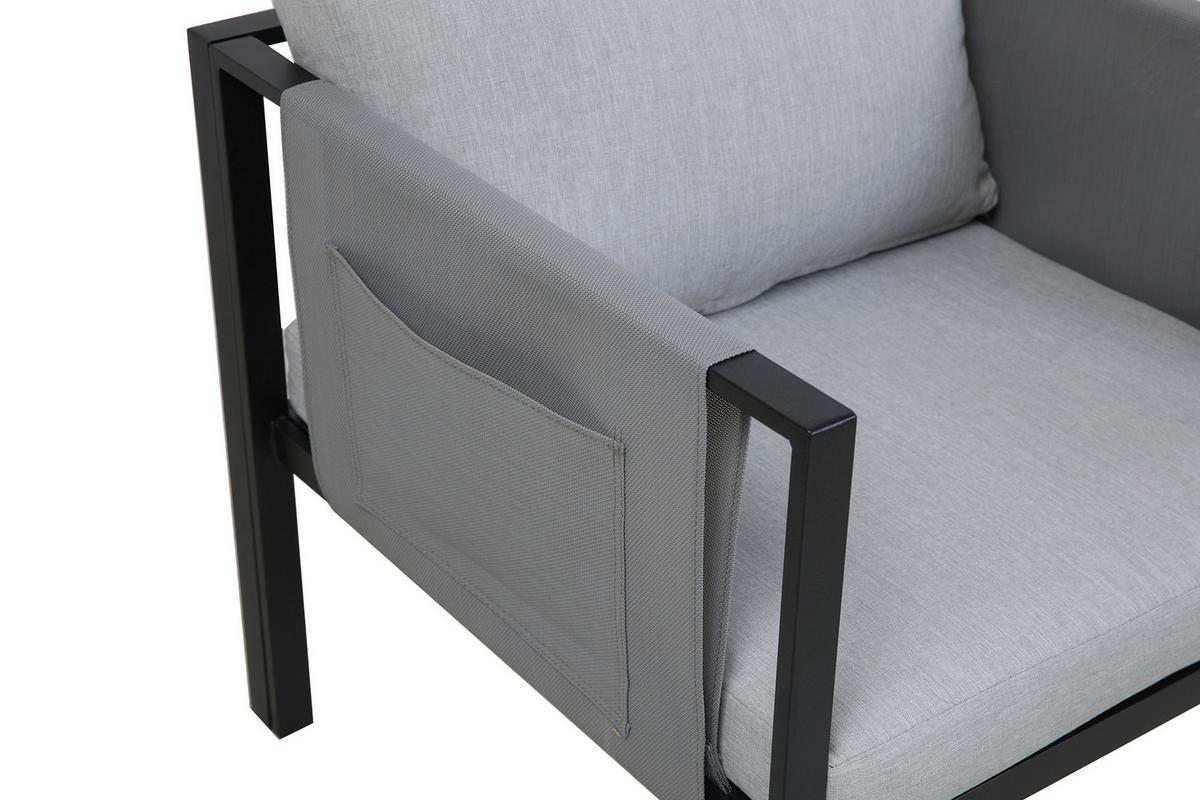 Gartenset 4-tlg. Grau/Schwarz - Schwarz/Grau, Design, Glas/Kunststoff - Gardenson