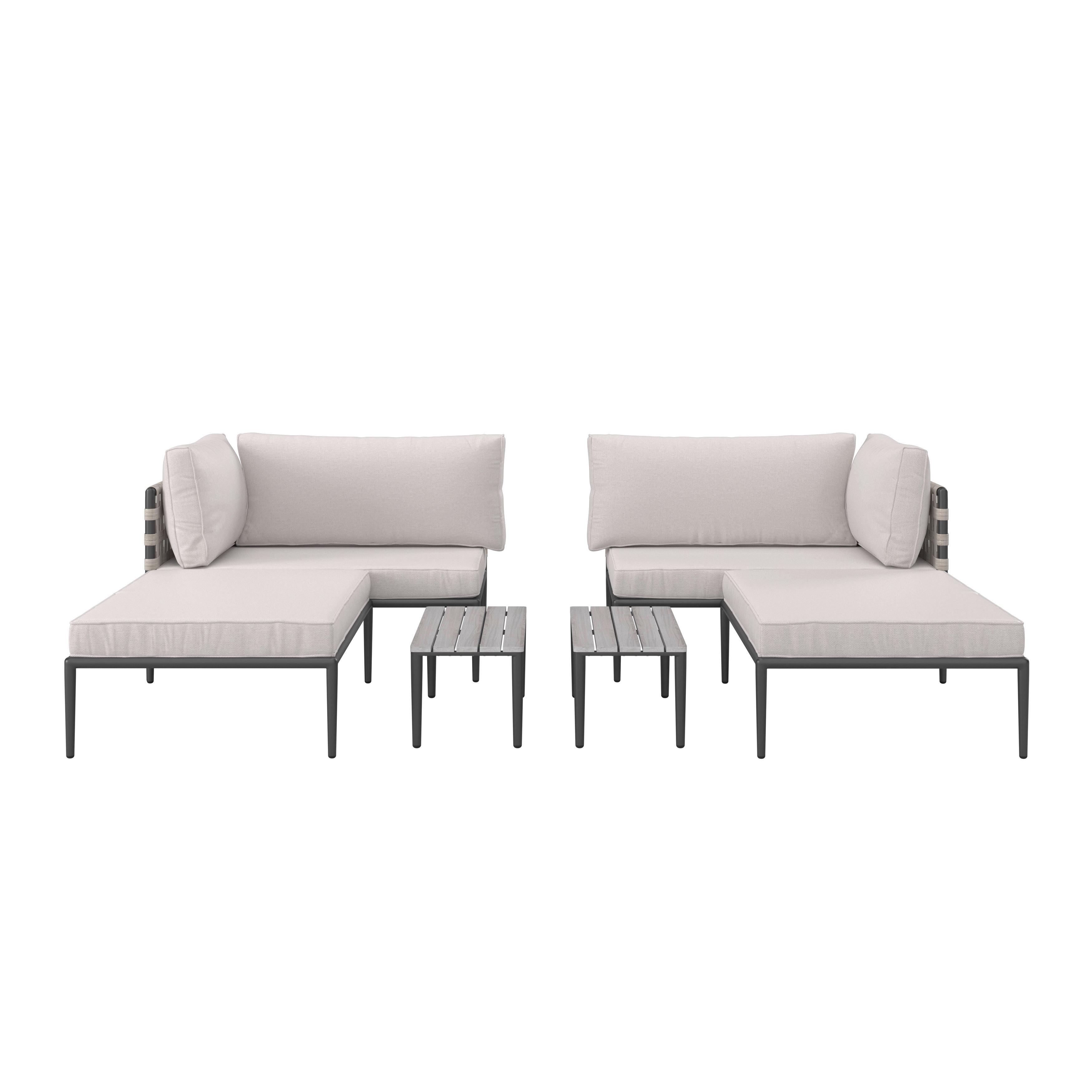 LOUNGEGRUPP ENJA - ljusgrå/grå, Modern, metall/textil (104/60/70cm) - Bessagi Garden