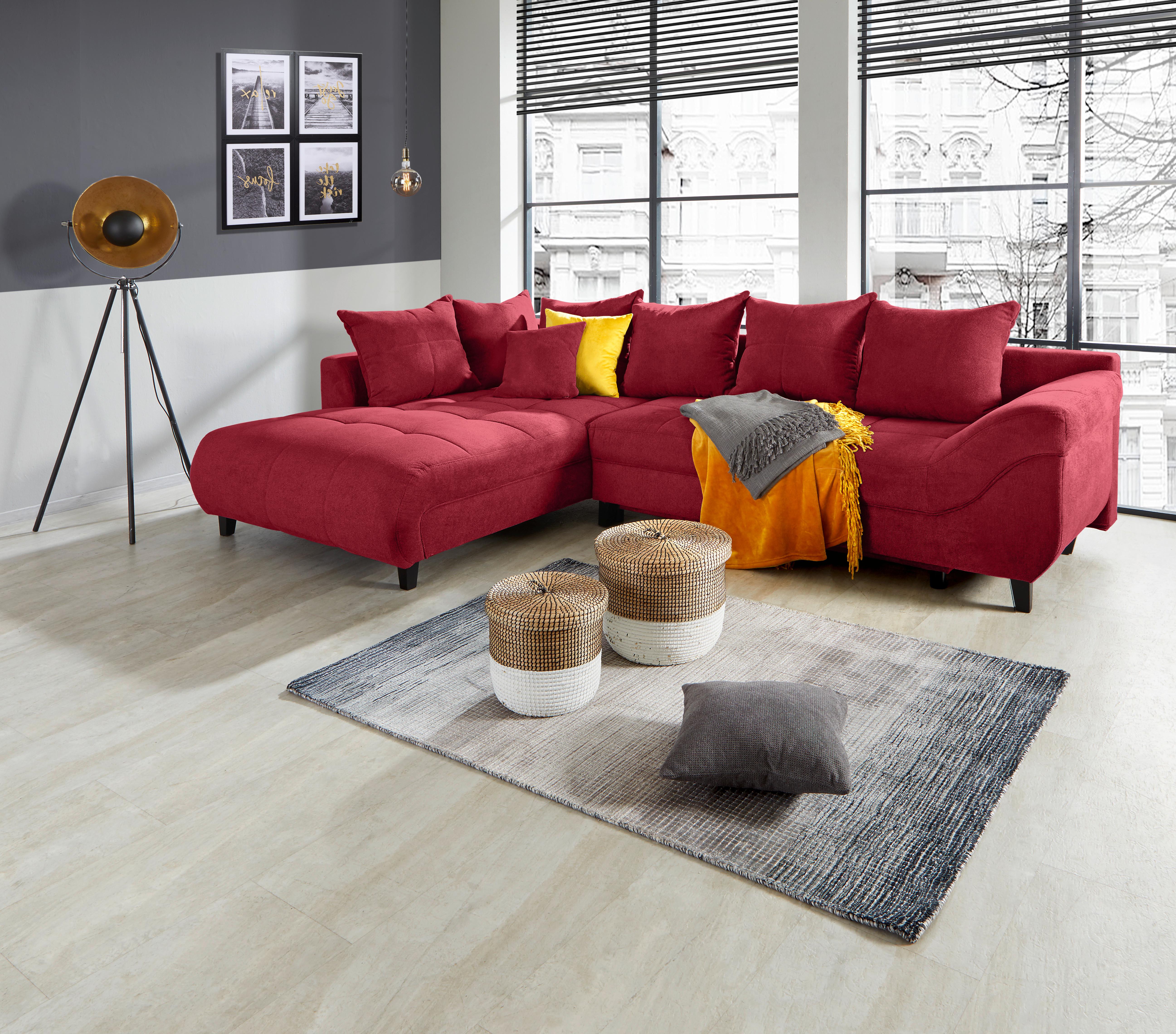Kutna Garnitura Mendoza - crvena/crna, Design, tekstil/drvo (197/309cm) - Modern Living