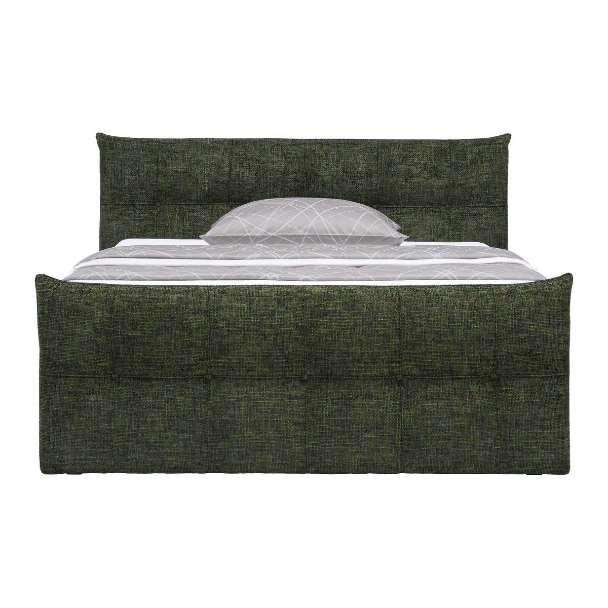 Boxspringbett Liverpool 3 Olivgrün ca. 180x200cm - Schwarz/Olivgrün, Konventionell, Holzwerkstoff/Kunststoff (180/200cm) - Premium Living