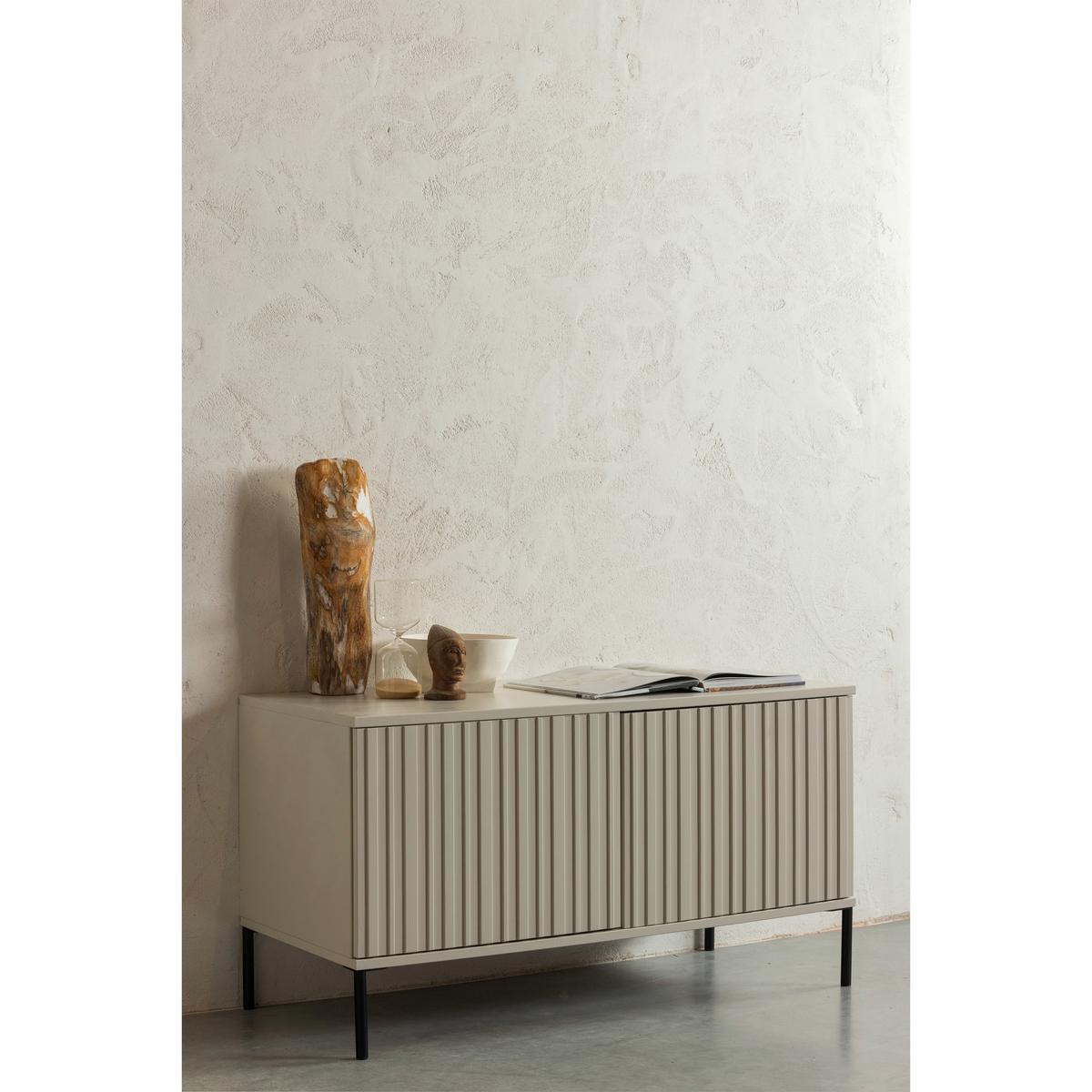Lowboard Gravure Grau B: 100cm - Schwarz/Grau, Design, Holz/Metall (100/56/44cm) - Livetastic