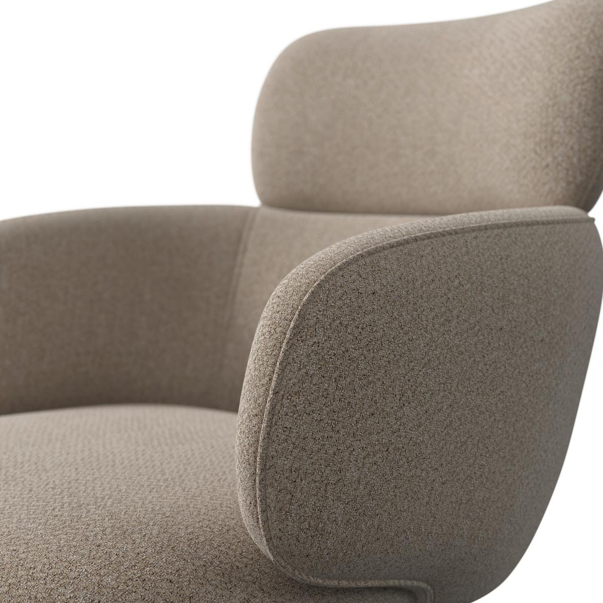 Armlehnstuhl Liora Braun Webstoff Drehbar Gepolstert - Schwarz/Braun, MODERN, Textil/Metall (57,5/84/61cm) - Bessagi Home