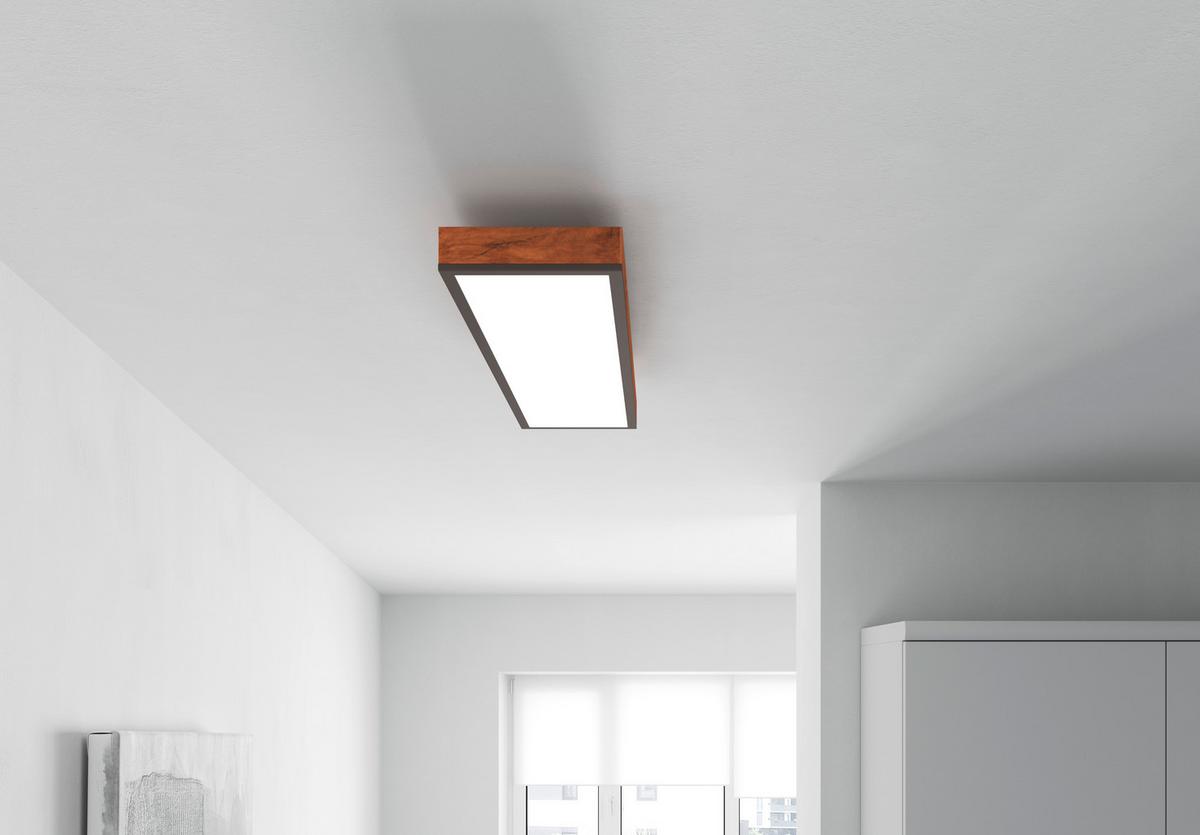 LAMPA SUFITOWA LED LUDWIG *SBN* - opal/kolor grafitowy, Natur, materiał drewnopochodny/tworzywo sztuczne (80/20/7,8cm) - Novel