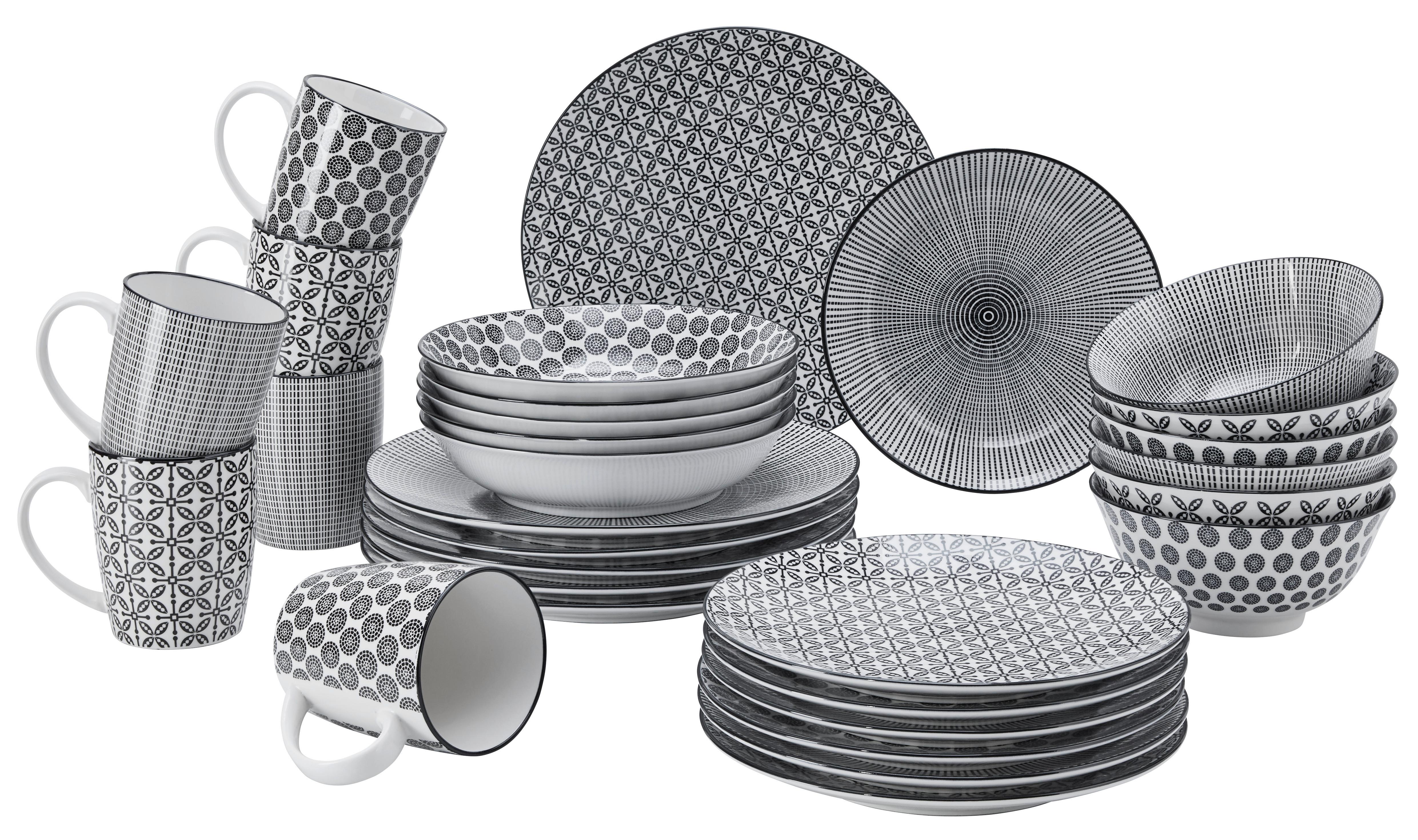 SERWIS OBIADOWO-ŚNIADANIOWY TAKEO - czarny/biały, Lifestyle, ceramika - Ritzenhoff Breker