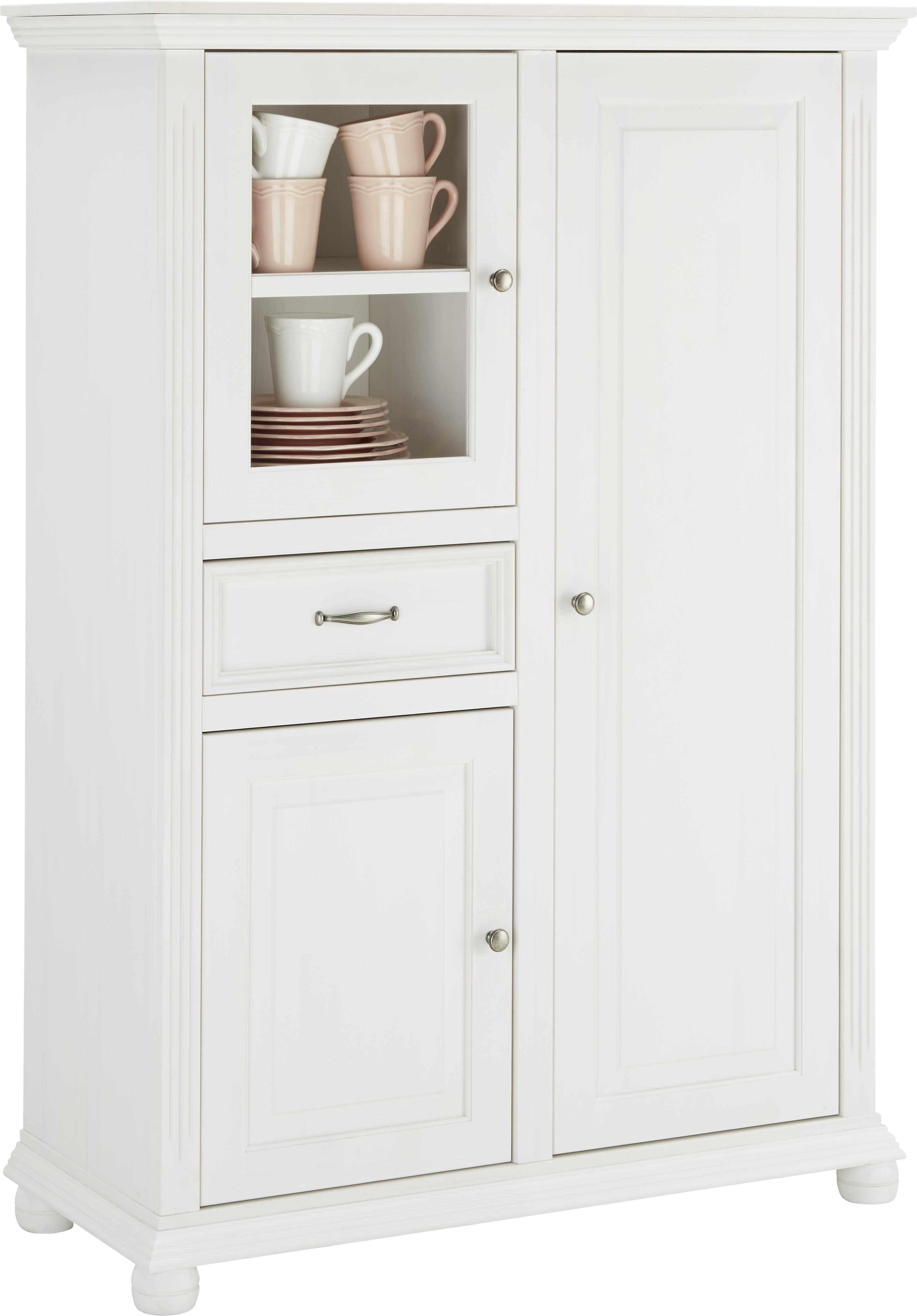 Visoka Komoda Elena - bela, Romantika, les (105/150/45cm) - Zandiara