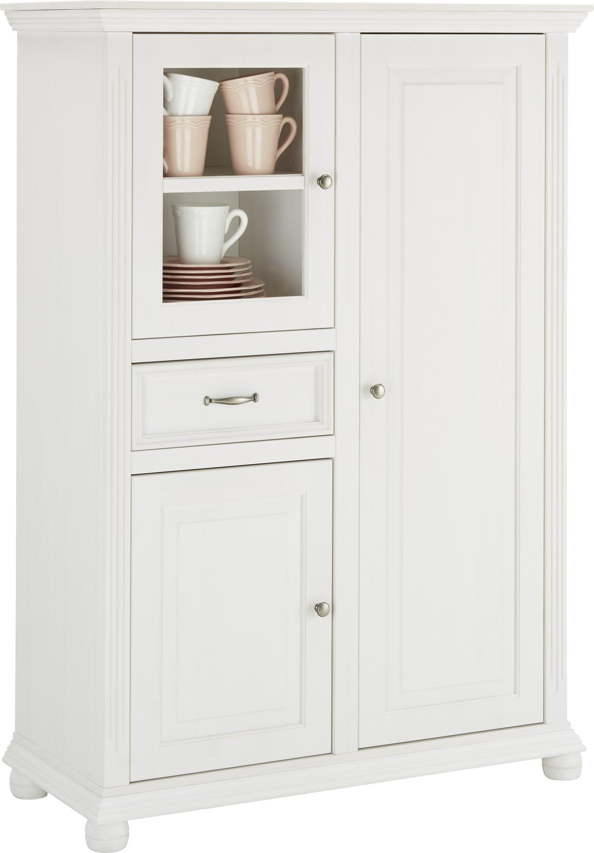 Visoka Komoda Elena - bela, Romantika, les (105/150/45cm) - Zandiara