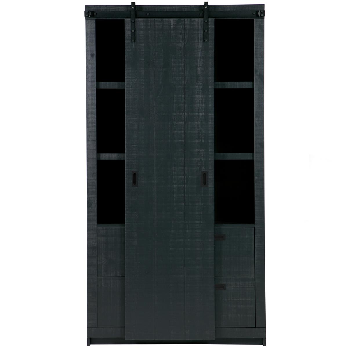 Mehrzweckschrank Slide Barn Schwarz - Schwarz, Design, Holz/Metall (122/230/37cm) - Livetastic