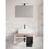 Badezimmer Bitila 3-tlg. Weiß/Honigeiche - Honigeiche/Weiß, MODERN, Glas/Keramik (60cm) - MID.YOU
