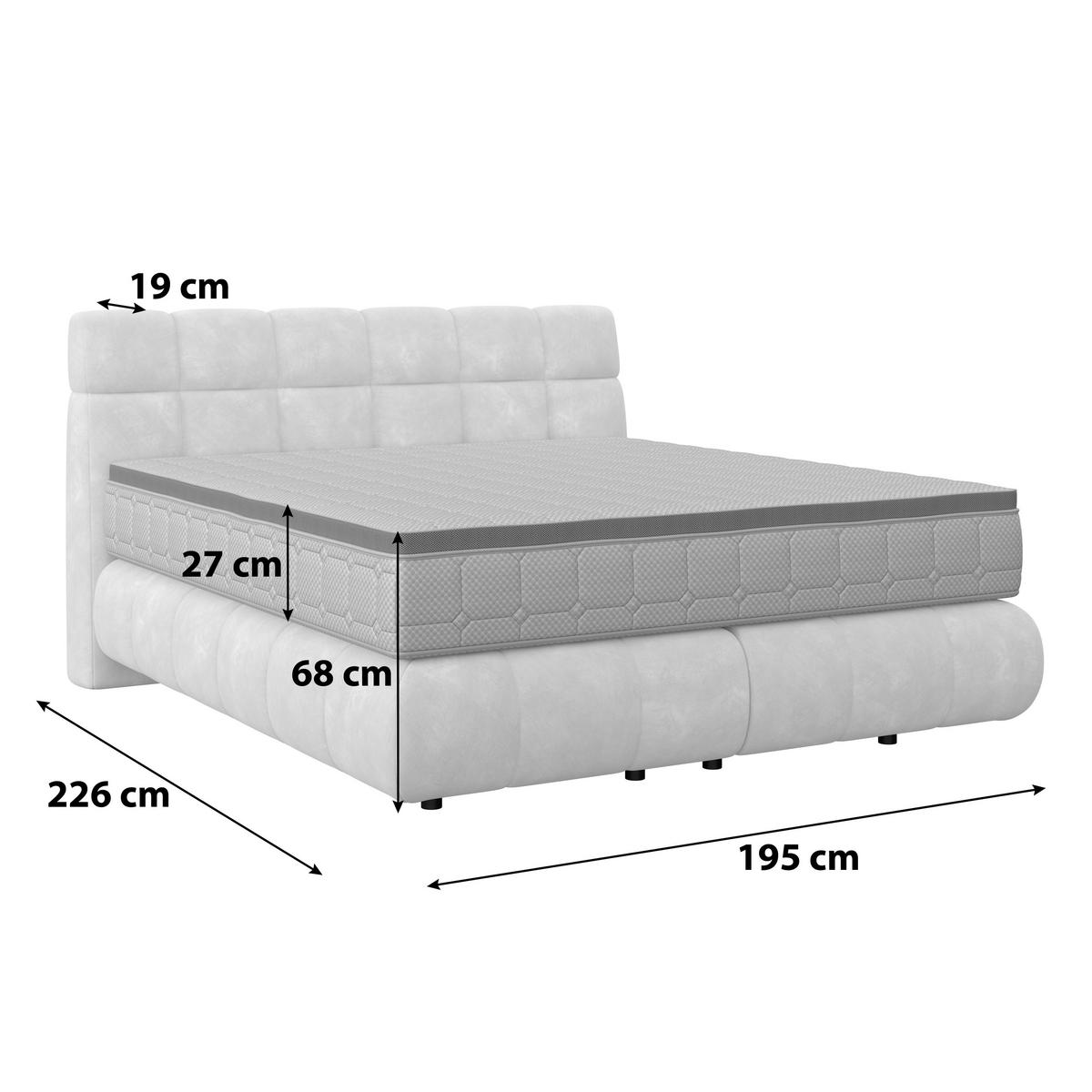 Pat Boxspring Nobu - gri deschis, Trend, lemn/textil (180/200cm) - Premium Living