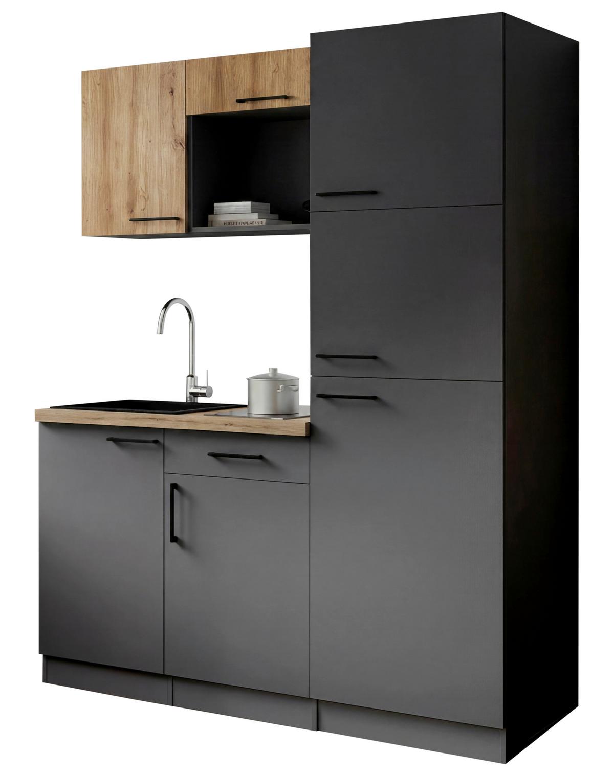 Küchenblock Oliver m. Geräten Grau - Eiche Artisan/Grau, Trend, Holzwerkstoff/Metall (160cm) - Respekta