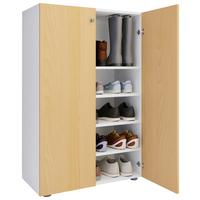 Schuhschrank LONA Weiß/ Buchefarben ca. 70x110x39cm - Buchefarben/Silberfarben, Design, Holzwerkstoff/Kunststoff (70/110/39cm) - MID.YOU