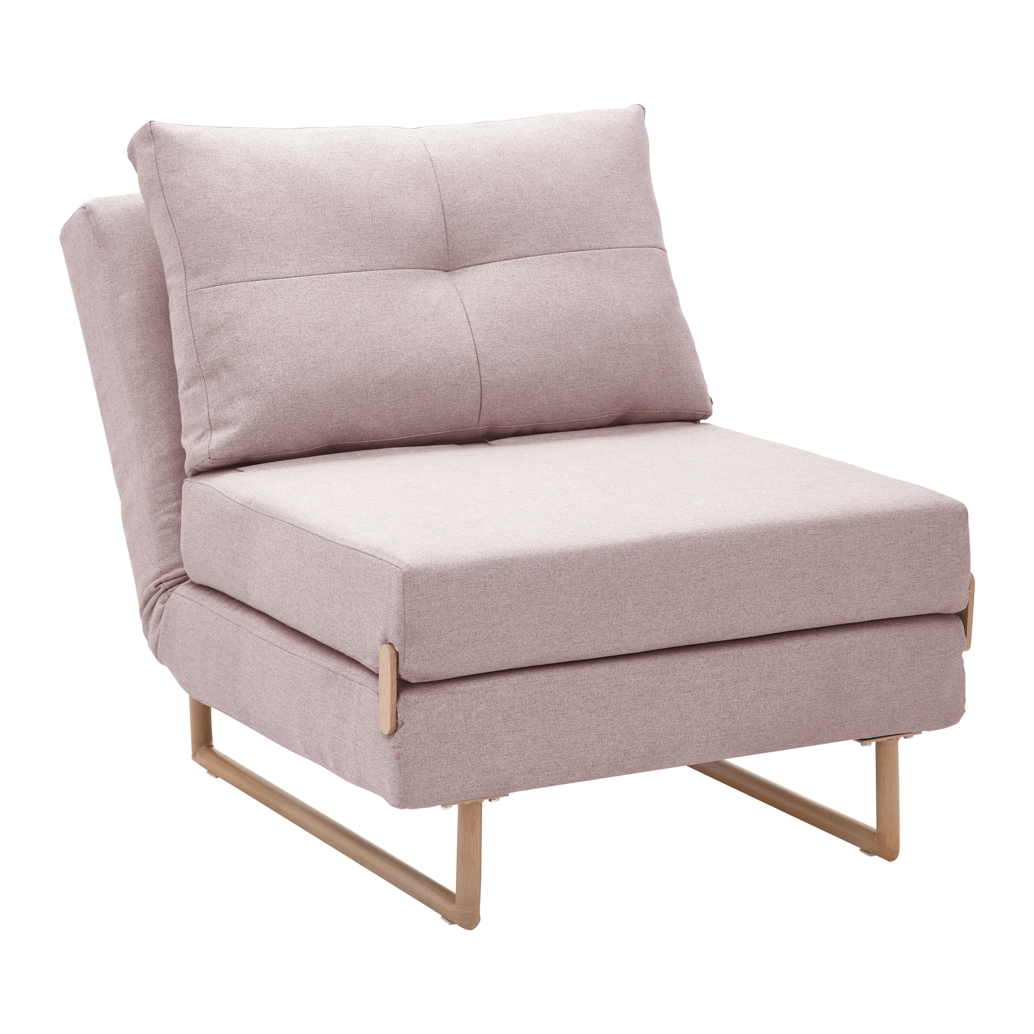 Schlafsessel Malic Rosa Webstoff - Eichefarben/Rosa, MODERN, Textil/Metall (80/84/90cm) - Bessagi Home