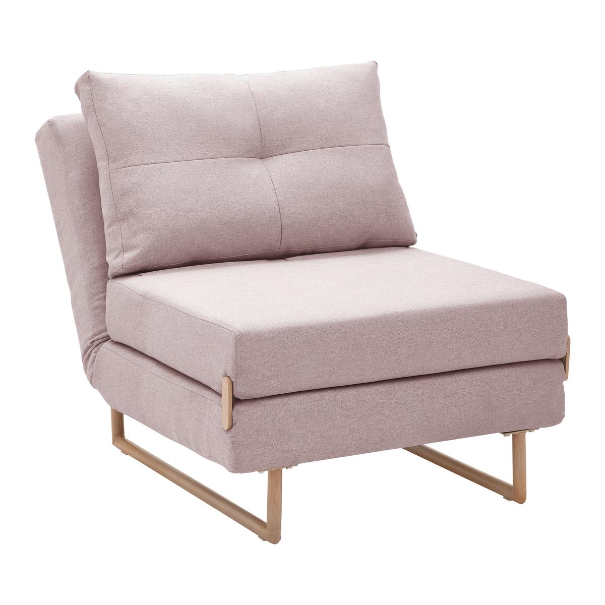 Schlafsessel Malic Rosa Webstoff - Eichefarben/Rosa, MODERN, Textil/Metall (80/84/90cm) - Bessagi Home
