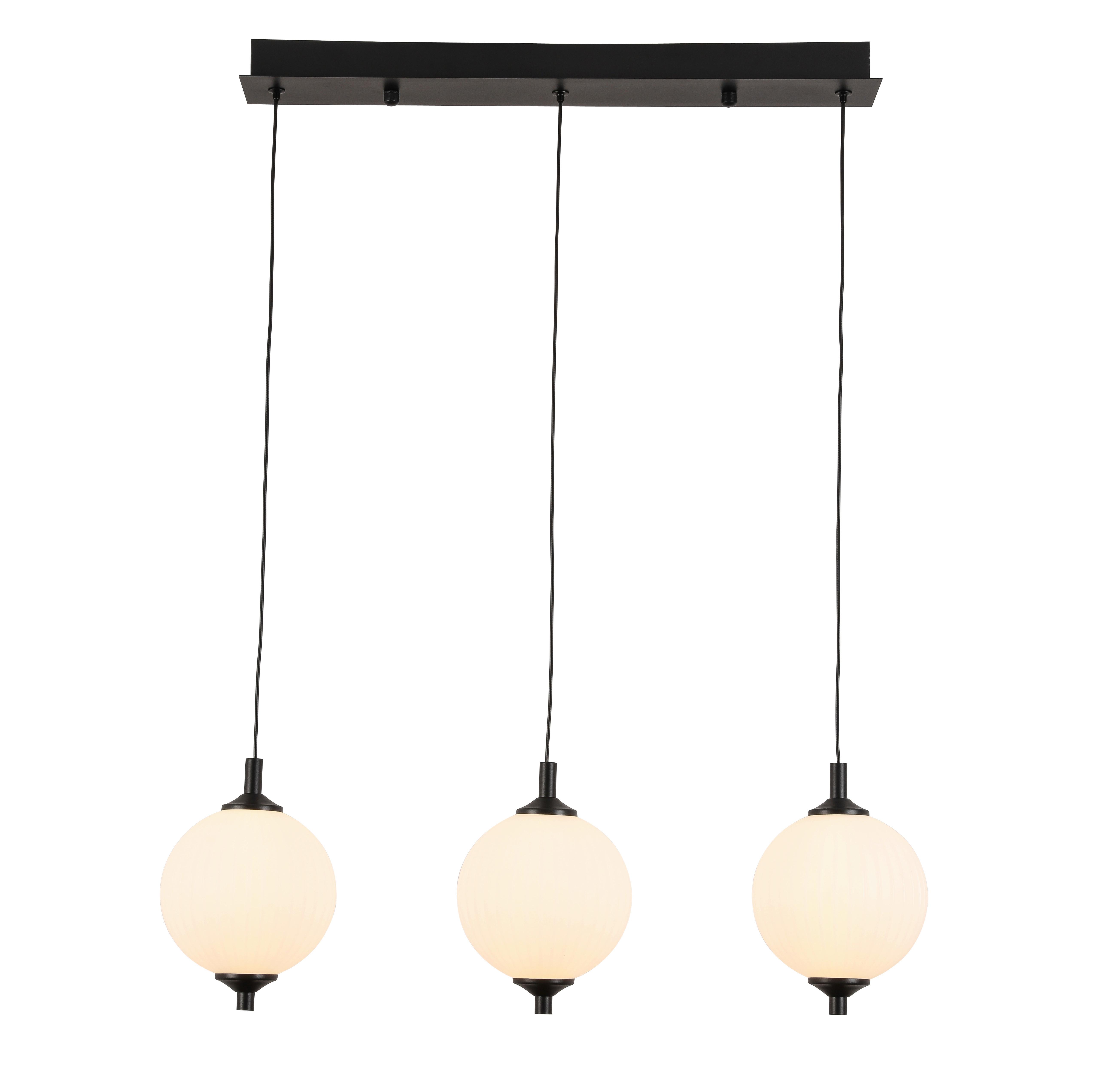 LED-Hängeleuchte Wilm in Schwarz/Weiß max. 3x8 Watt - Schwarz/Weiß, MODERN, Kunststoff/Metall (65/15/120cm) - Modern Living