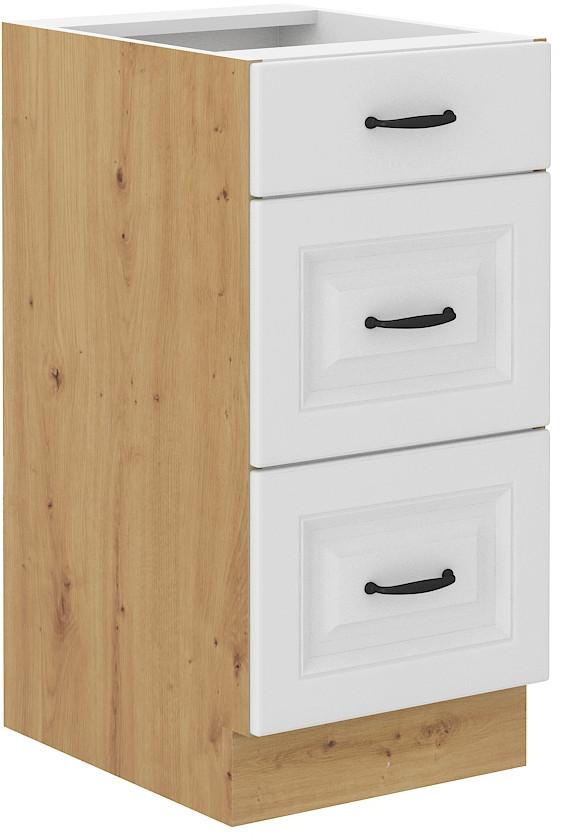 Baza 3 Ladice 40 Premium Box Stilo - bijela/hrast Artisan, Moderno, drvni materijal/metal (40/82/52cm)