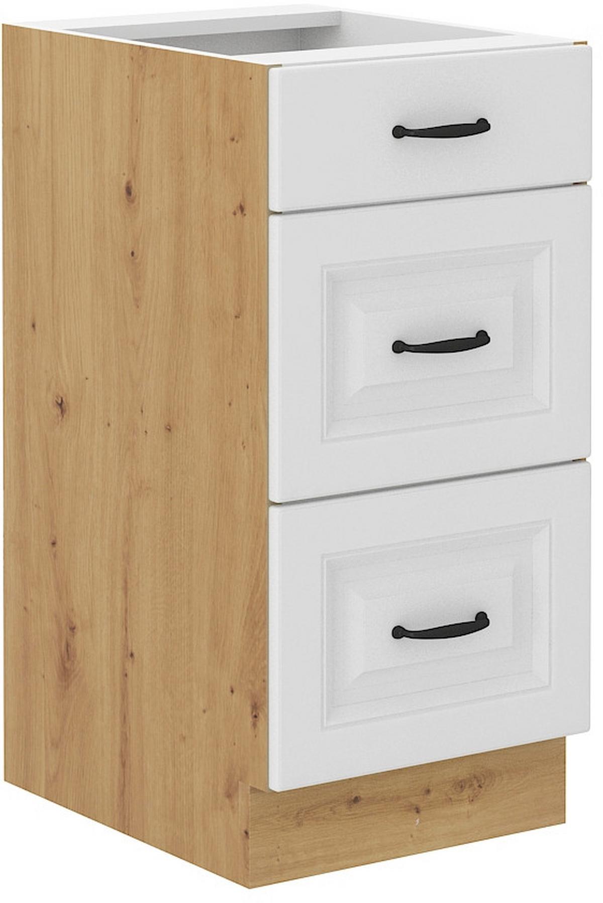 Corp inferior de bucatarie STILO - alb/stejar Artisan, Modern, metal/material pe bază de lemn (40/82/52cm)