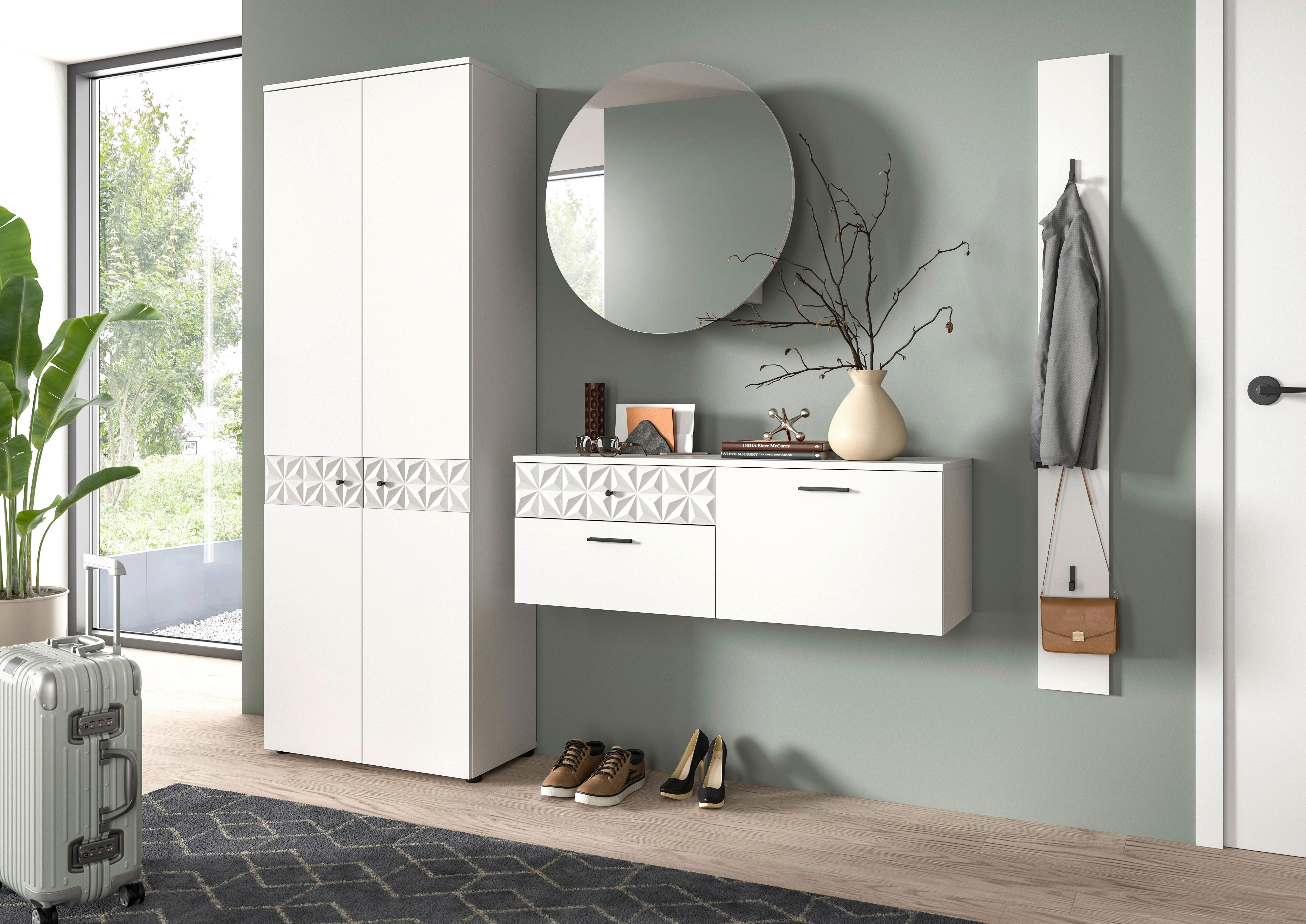 Predsoba Prisma, Bela, 3-Delna - bela, Design, steklo/leseni material (195/192/34cm) - MID.YOU