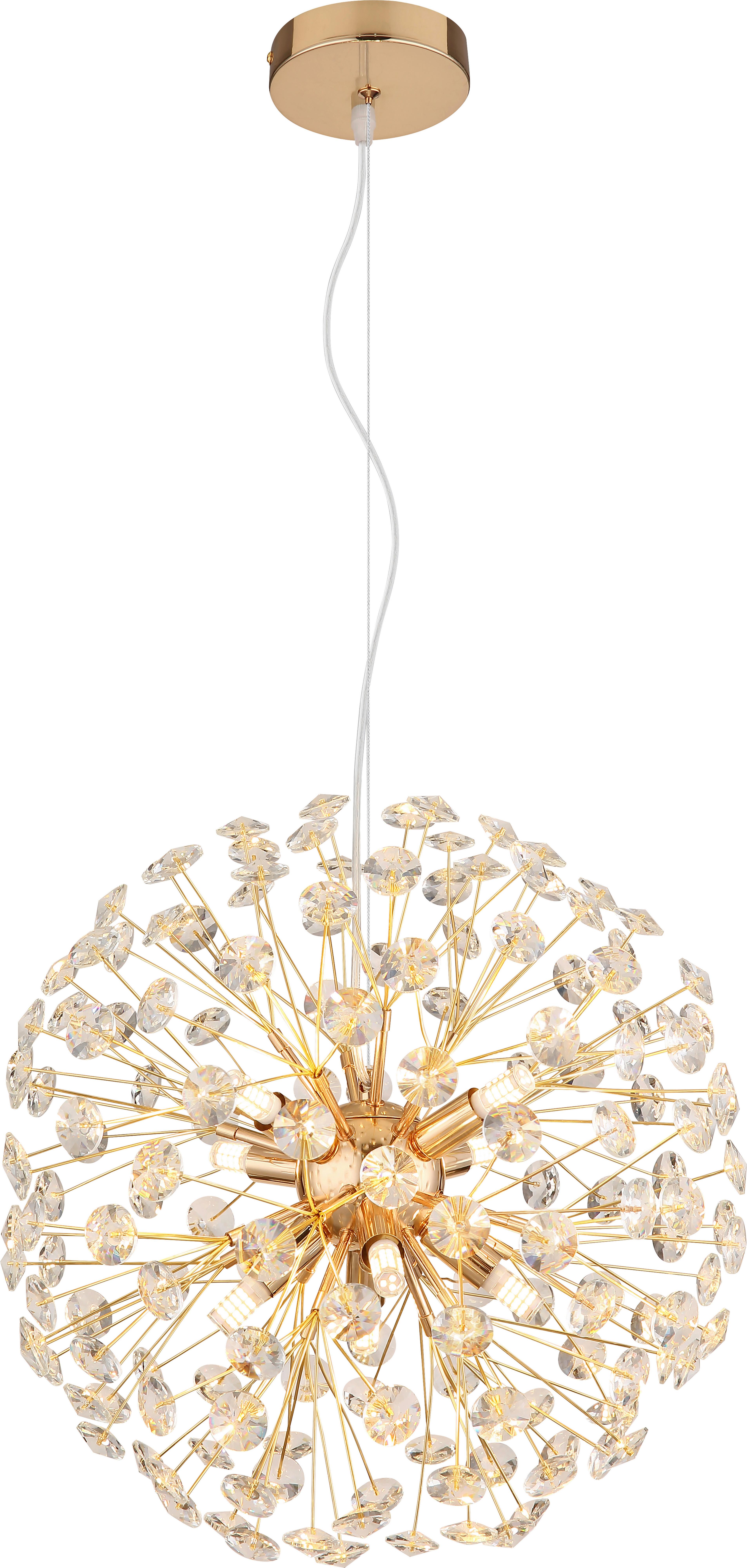 LED-HÄNGLAMPA CHEYENNE - klar/guldfärgad, Basics, metall/glas (40/40/150cm)