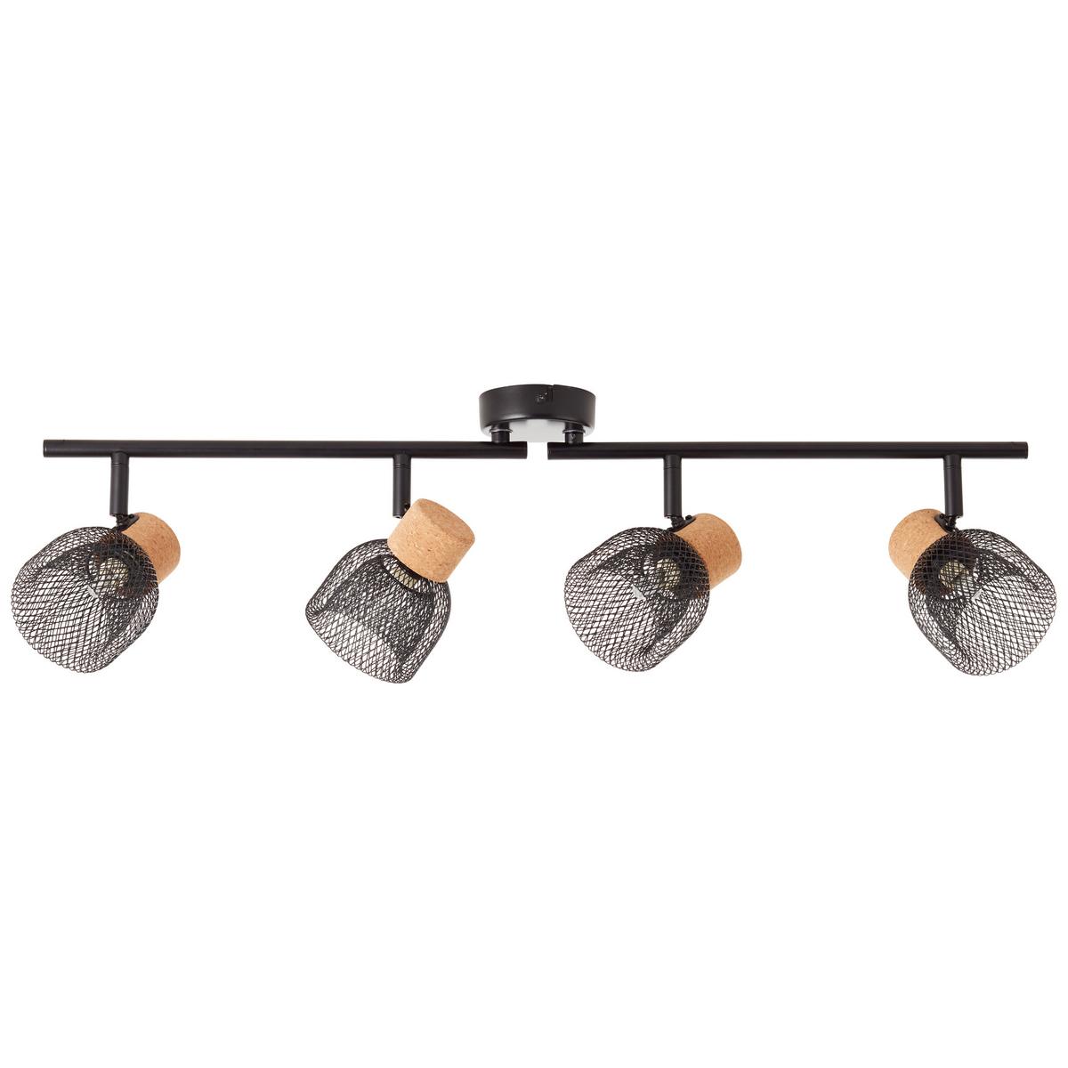 Deckenleuchte Flaka Schwarz max. 6 Watt - Schwarz, Natur, Holz/Metall (16,5/76,5/9cm) - Brilliant