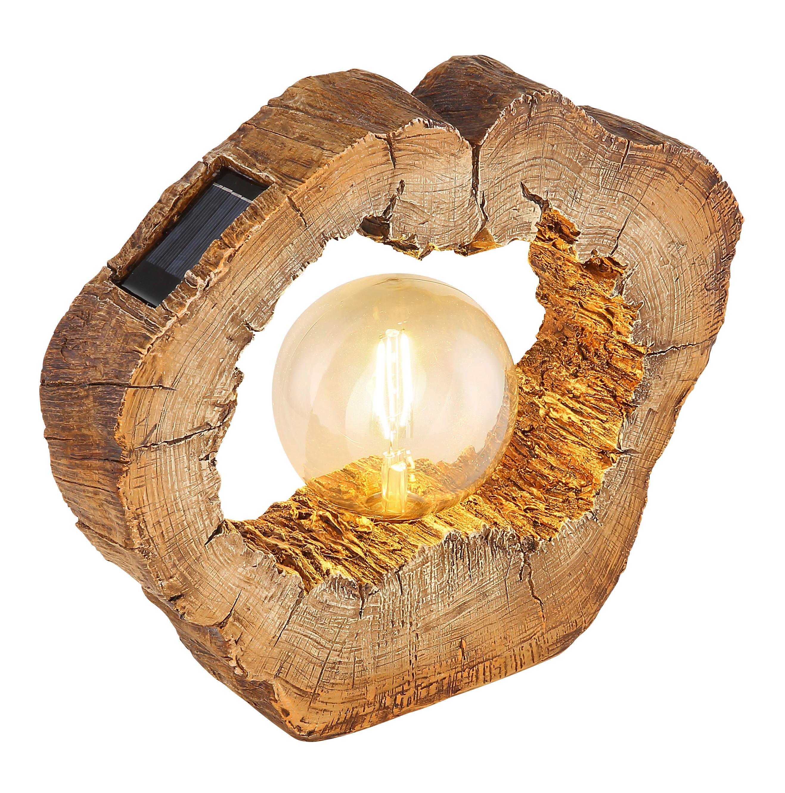 Solarna Svetilka Woodlight, S Sijalko - rjava, Natur, umetna masa (30,5/8,5/25,5cm) - Globo