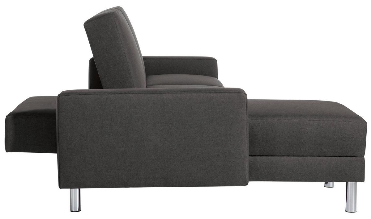 ECKSCHLAFSOFA JUST FASHION - Chromfarben/Anthrazit, KONVENTIONELL, Textil/Metall (152/230cm) - Max Winzer