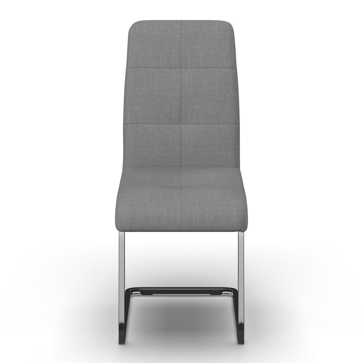 Schwingstuhl Lucie Grau Leinenoptik Gepolstert - Grau/Nickelfarben, MODERN, Textil/Metall (43/99/60cm) - Bessagi Home