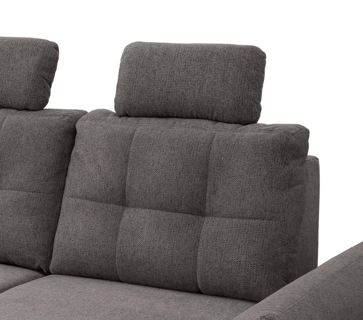 Wohnlandschaft Brizzini Graubraun Chenille - Graubraun/Hellgrau, MODERN, Holz/Textil (176/250-280cm) - Livetastic