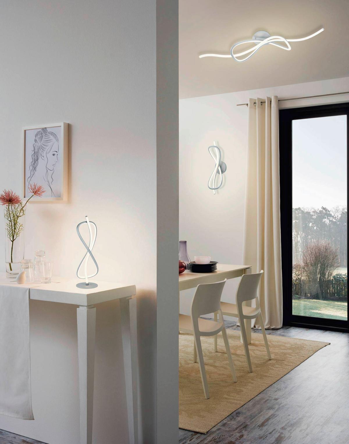 Deckenleuchte 97937* Novafeltria - Weiss/Nickelfarben, Design, Kunststoff/Metall (70/16/16cm) - Eglo