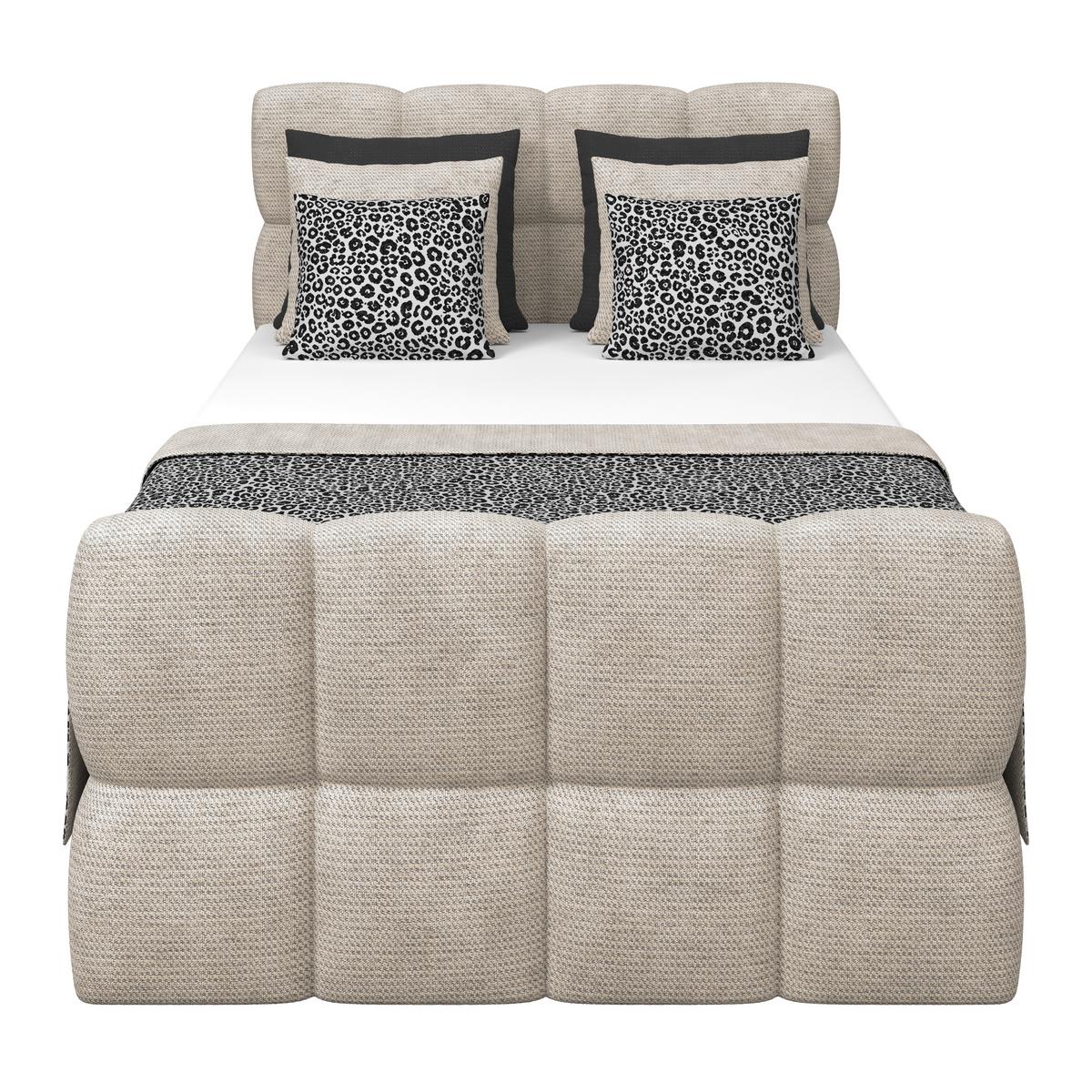 Postelja Boxspring Brisbane, Bež, 140x220 - črna/bež, Trend, kovina/umetna masa (140/220cm) - Premium Living