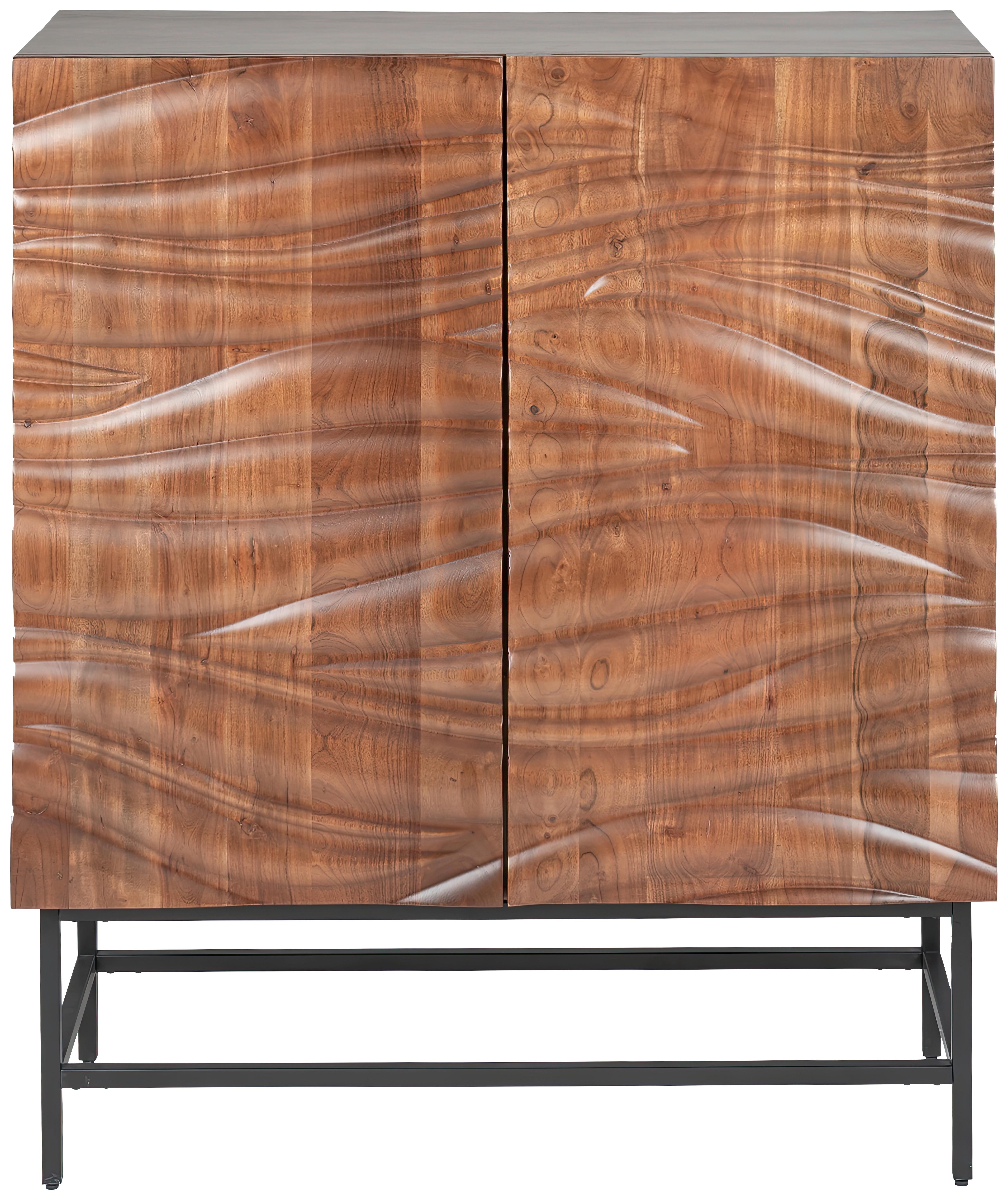 Highboard Wave Walnussfarben - Walnussfarben/Schwarz, Trend, Holz/Metall (100/120/40cm) - P & B