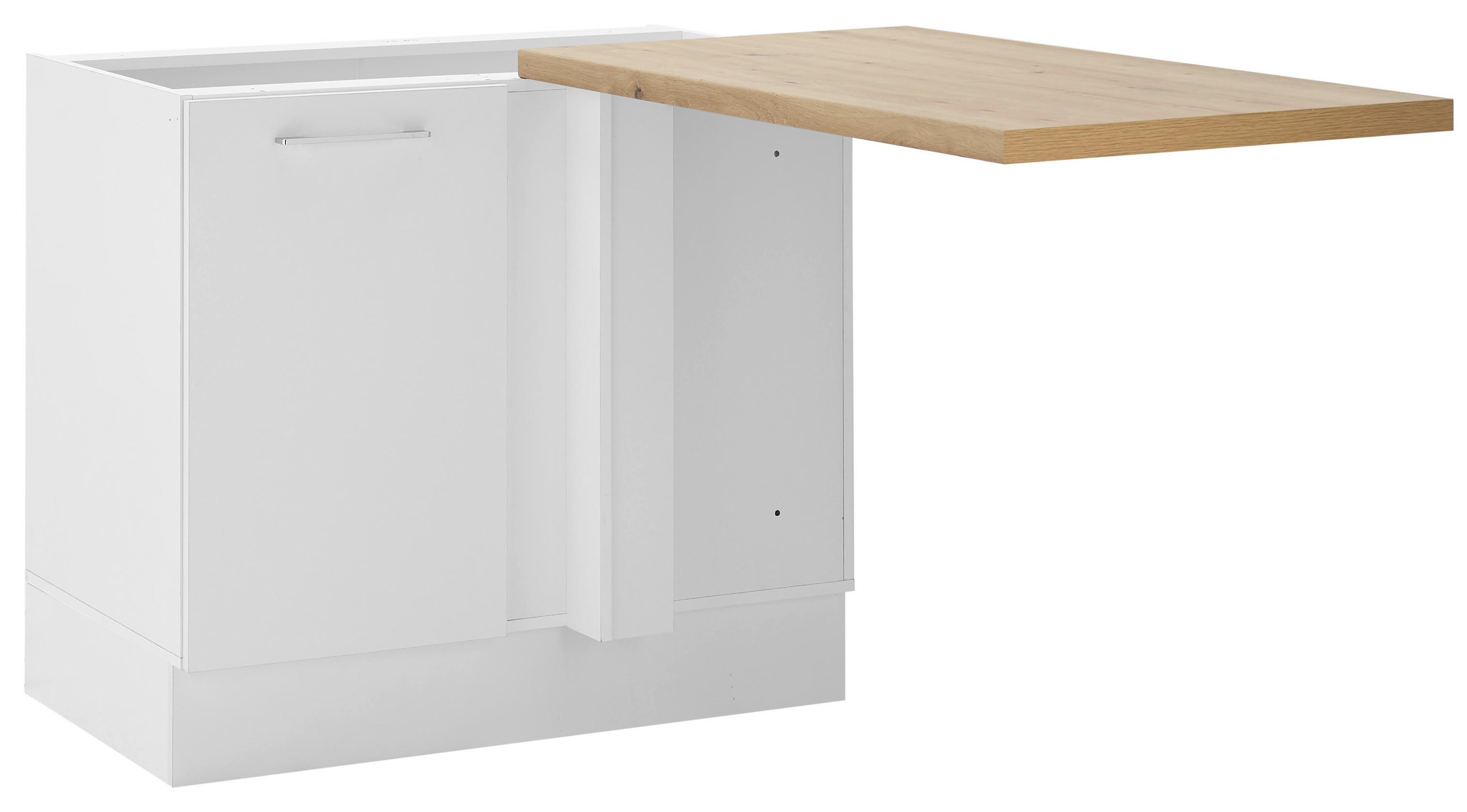 Eckunterschrank TURIN UE110 in weiß/Artisan Eiche - Chromfarben/Weiß, MODERN, Holzwerkstoff/Metall (110/90/60cm)