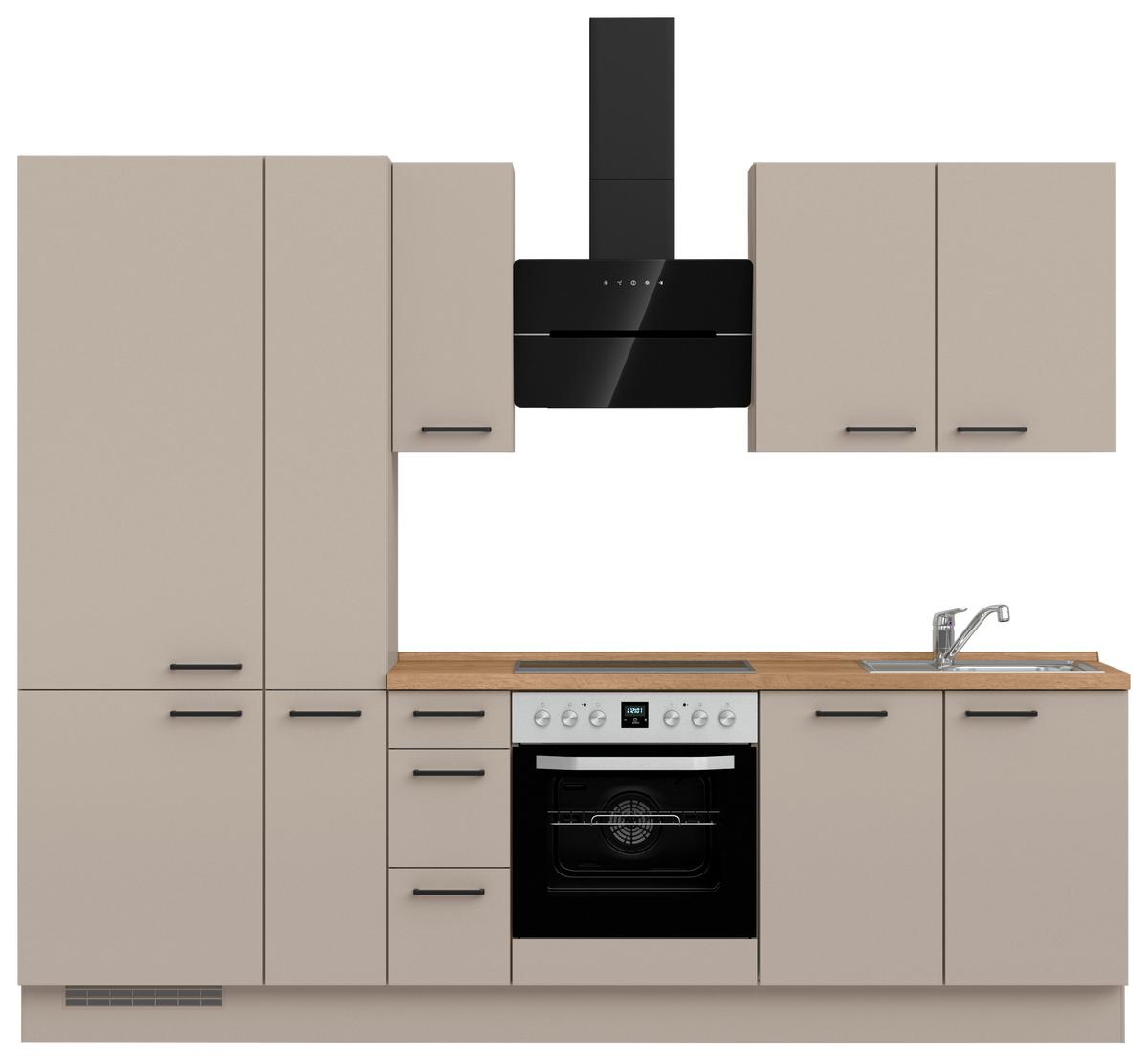 Küchenblock Easytouch High m. Geräten Sandfarben - Sandfarben/Eichefarben, MODERN, Holzwerkstoff/Metall (270cm) - Nobilia