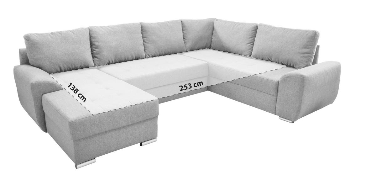 DUŻY NAROŻNIK MADRID R - czarny/kolor aluminiowy, Konventionell, metal/tkanina (156/292/218cm) - Livetastic