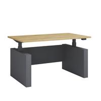 Schreibtisch E-Salia - Honigeiche/Anthrazit, Konventionell, Holzwerkstoff (138/80/73-122cm) - MID.YOU