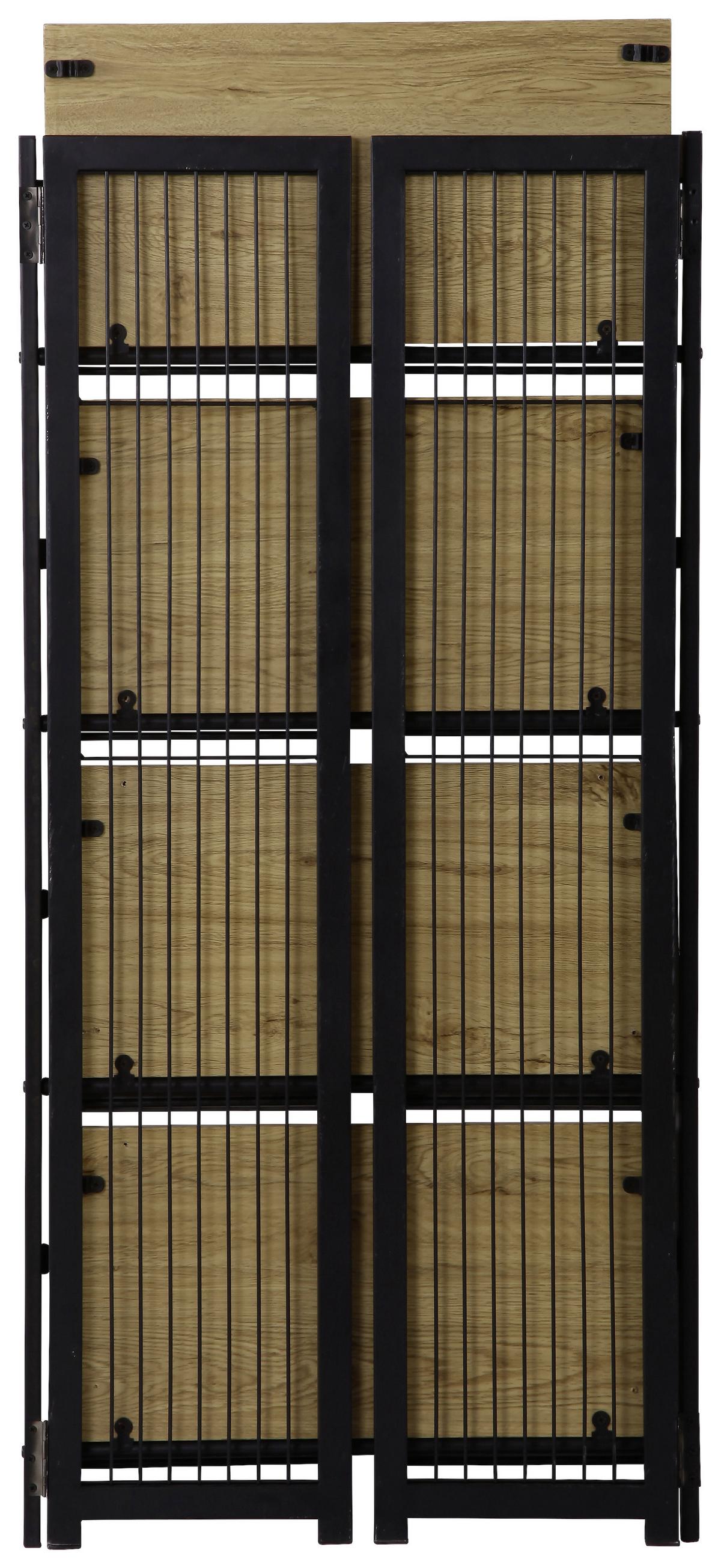 Zložljiv Regal Klapp, Črna, Barva Hrasta - črna/barve hrasta, Moderno, kovina/leseni material (60/124,5/30cm)