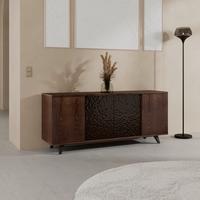 Sideboard Zelia Holz/Glas Braun/Walnussfarben - Walnussfarben/Schwarz, MODERN, Glas/Holz (180/77/45cm) - Bessagi Home
