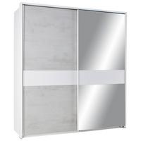 Schwebetürenschrank in Betonfarben ohne PPT - Weiss/Grau, Konventionell, Holzwerkstoff (180/198/64cm) - Mömax