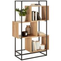étagère in Schwarz/Naturfarben - Schwarz/Naturfarben, Modern, Holzwerkstoff/Metall (80/126/33cm) - Mömax