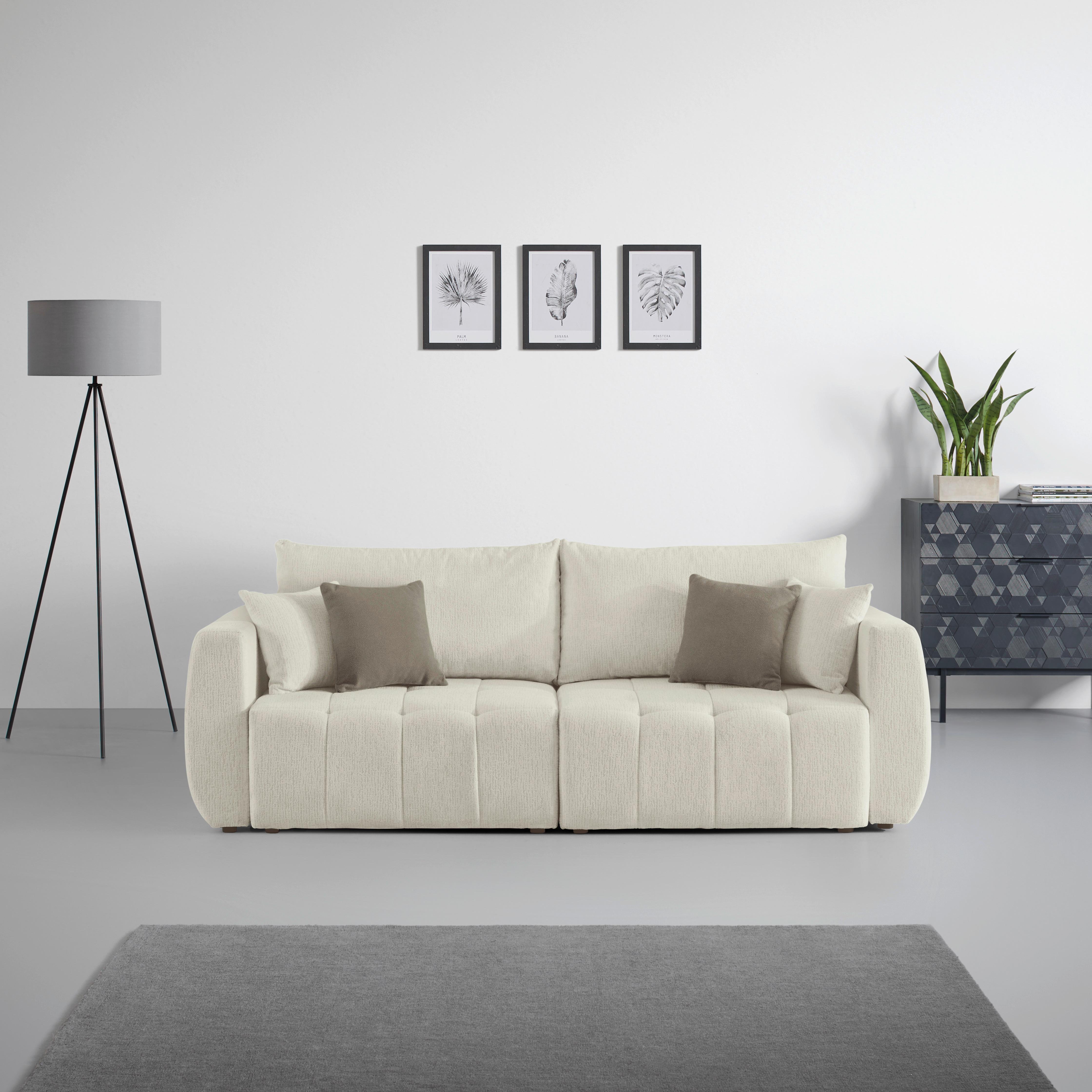 Schlafsofa Bologna Cappuccino - Beige/Schwarz, Holz/Textil (245/74-90/104cm) - Mömax